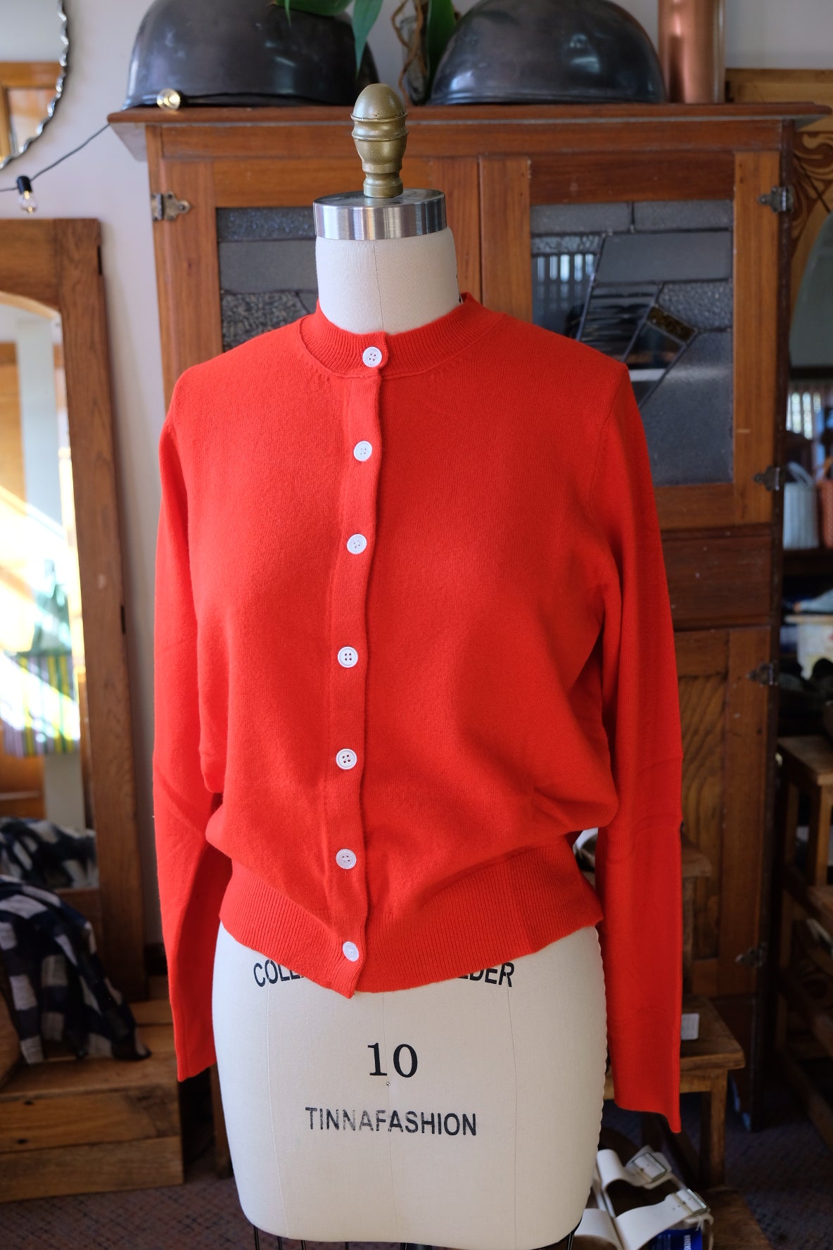 Classic Cardigan Lambswool - blood orange