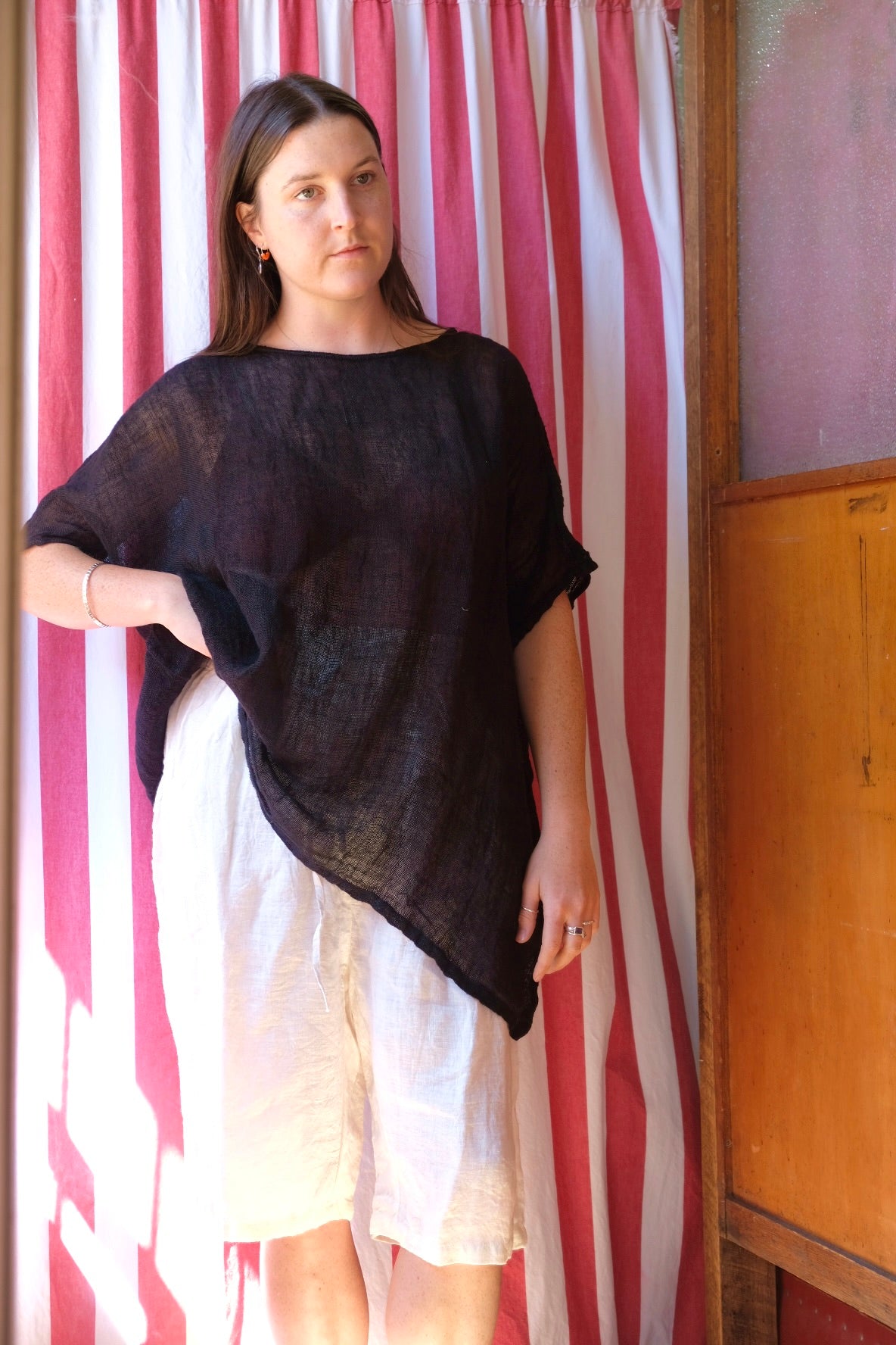 Etta Gauze Linen Top - Black