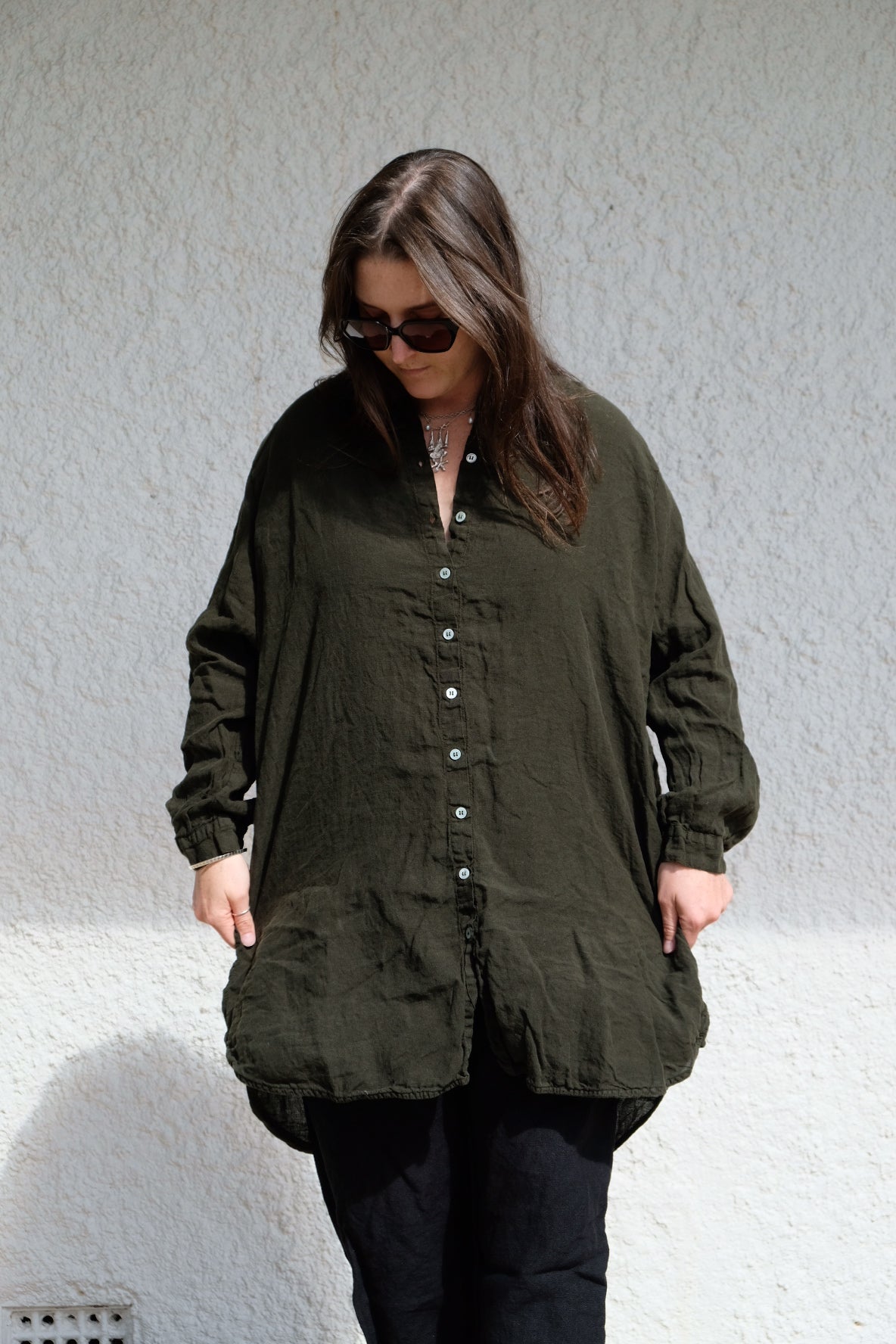 Manon Tunic - Classic Linen - Seaweed