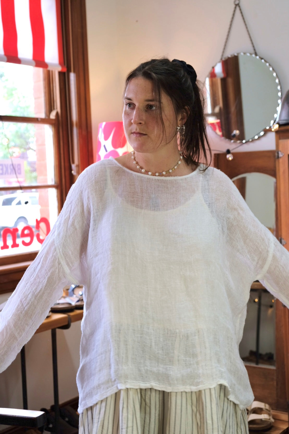 St Barts Linen Top - White