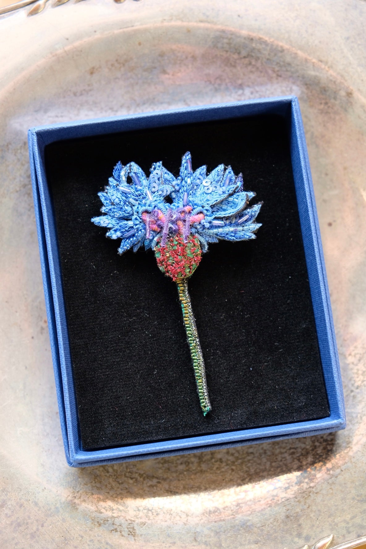 Blue Cornflower Brooch