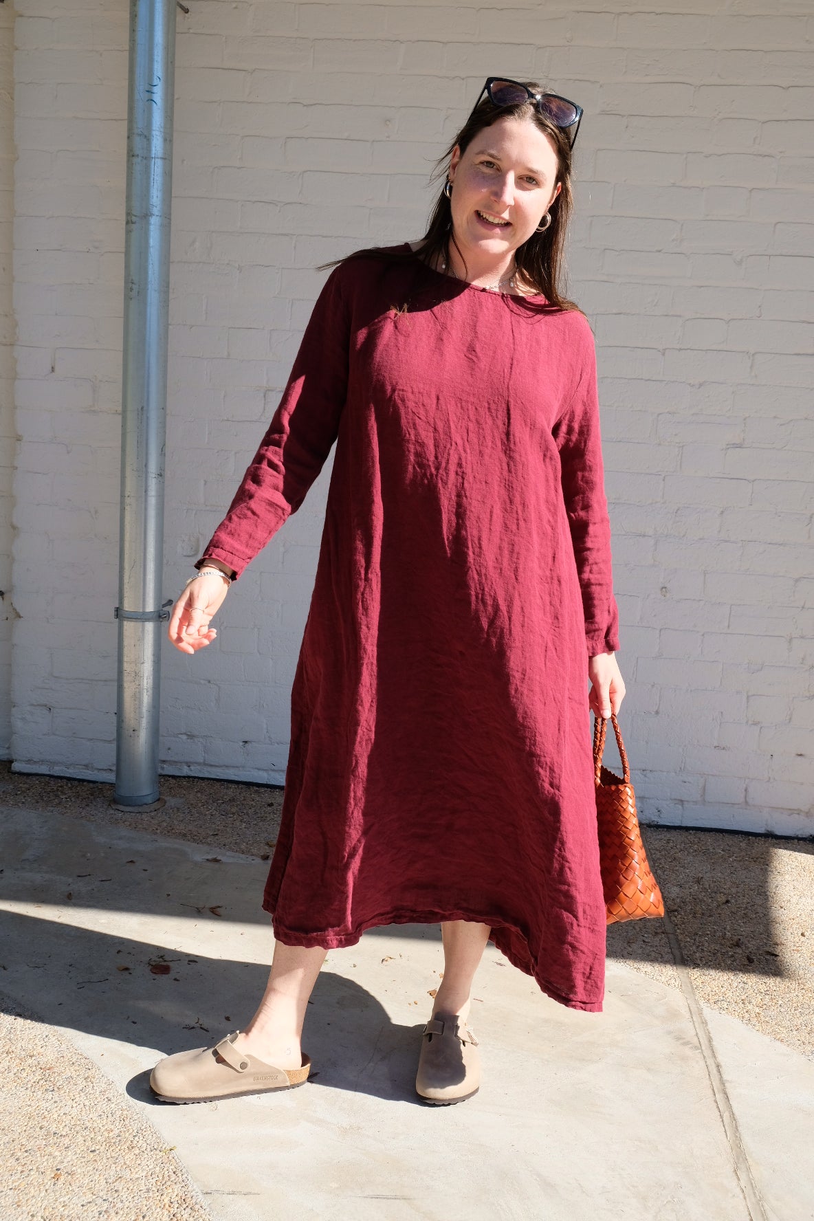 Elodie Dress - Red Linen