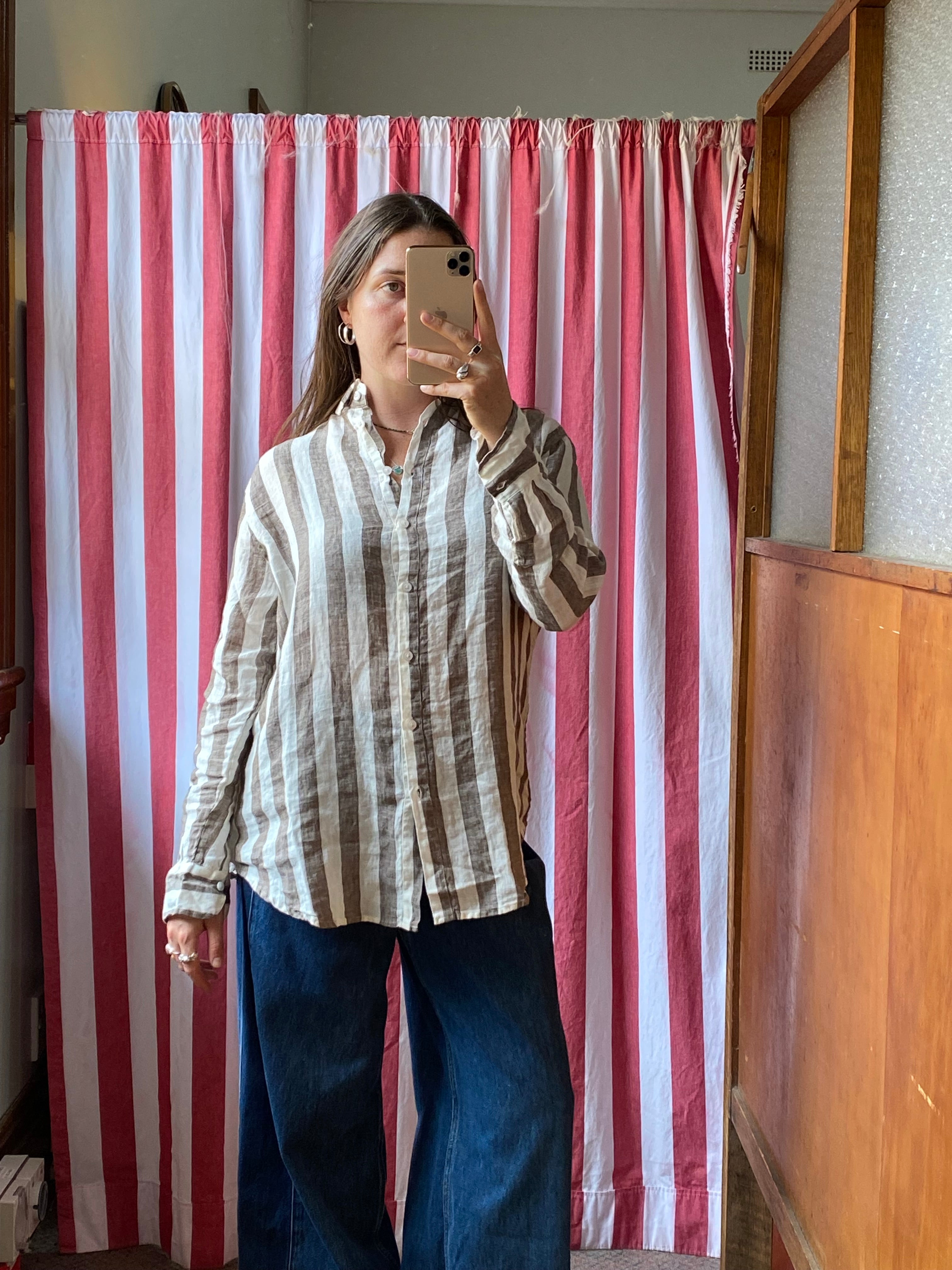 Kimi Striped Shirt Brown