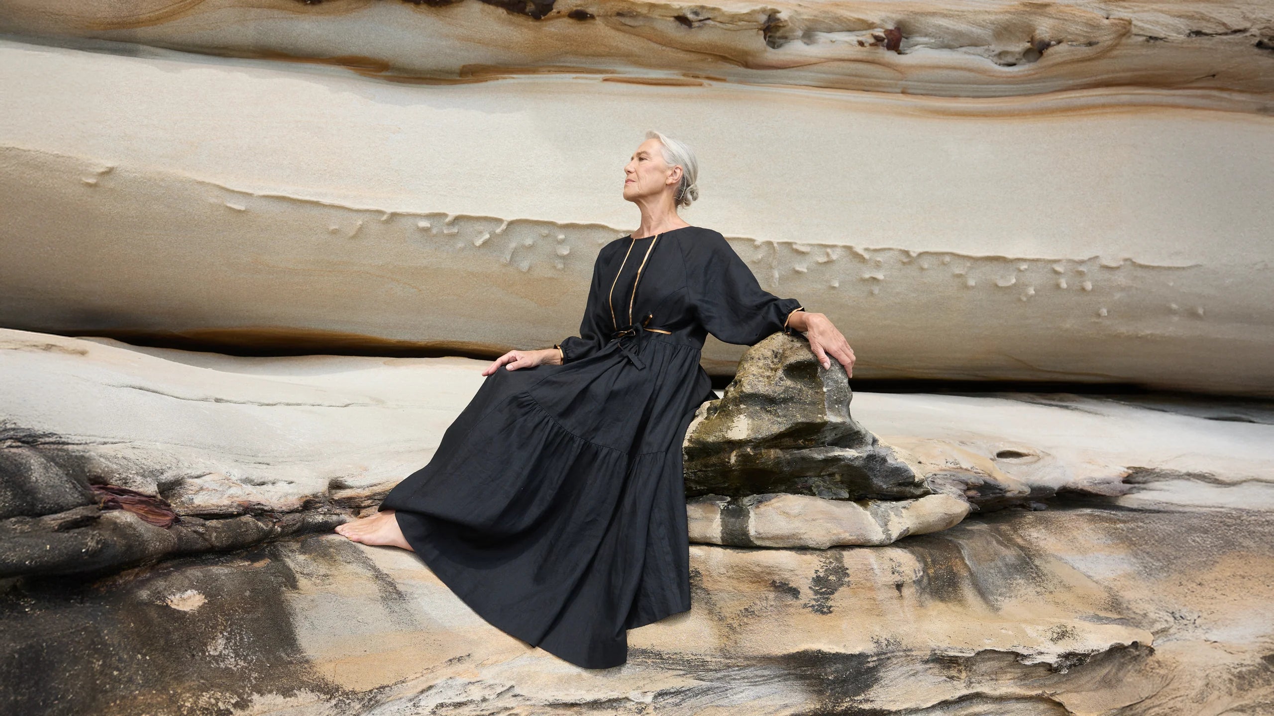 Belted Smock Dress Black
