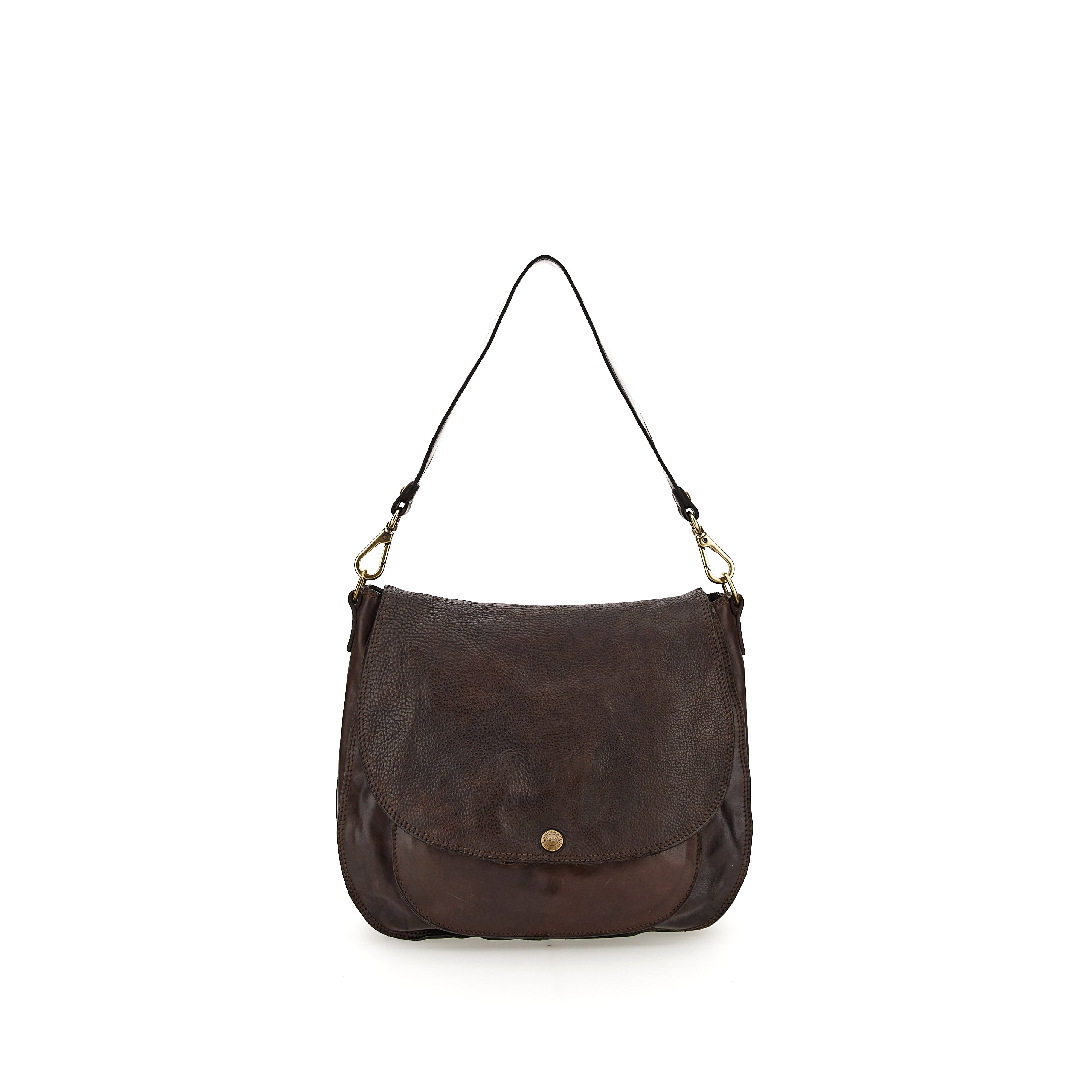 Front Flap Closure Shoulder/Crossbody Bag - Dark Brown