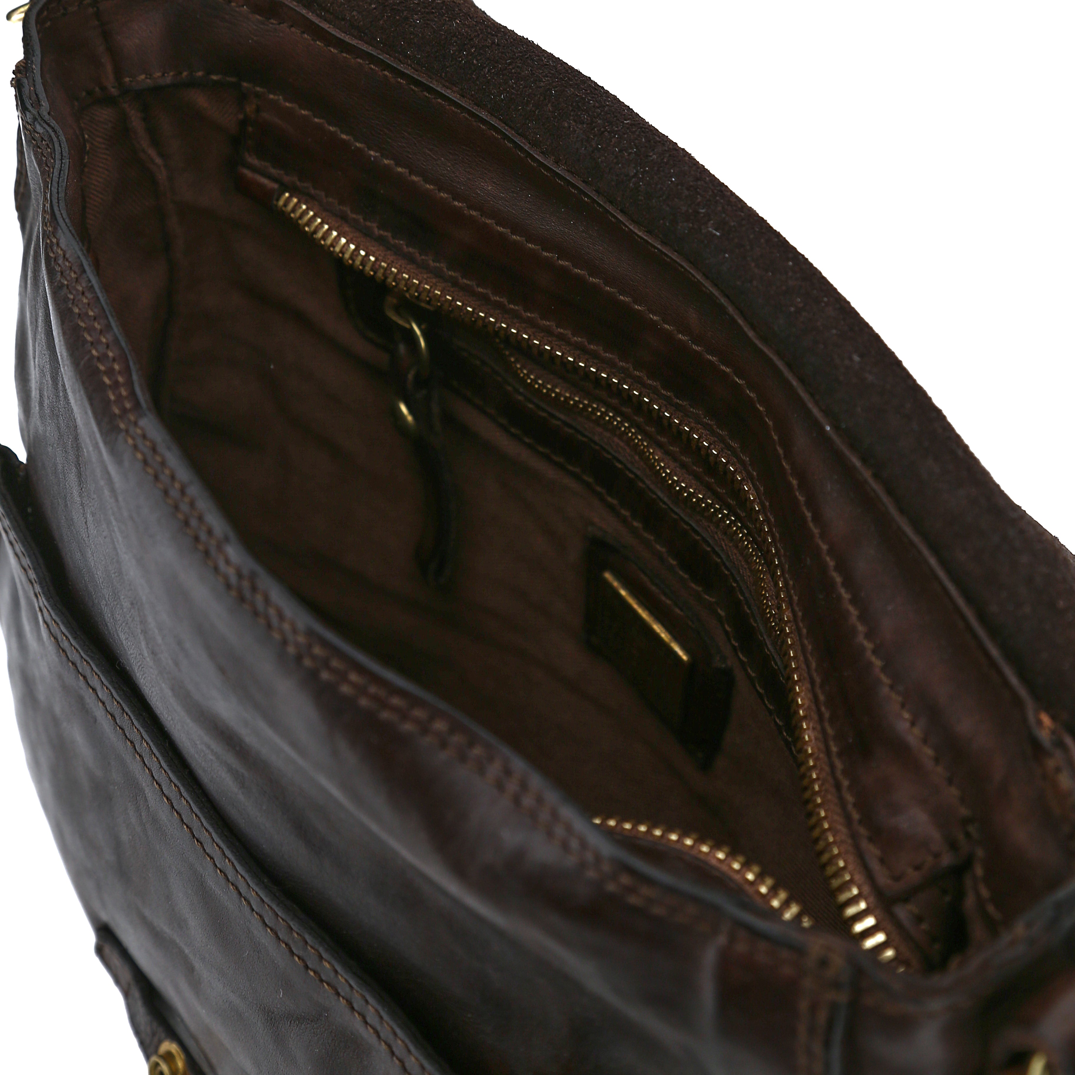 Front Flap Closure Shoulder/Crossbody Bag - Dark Brown
