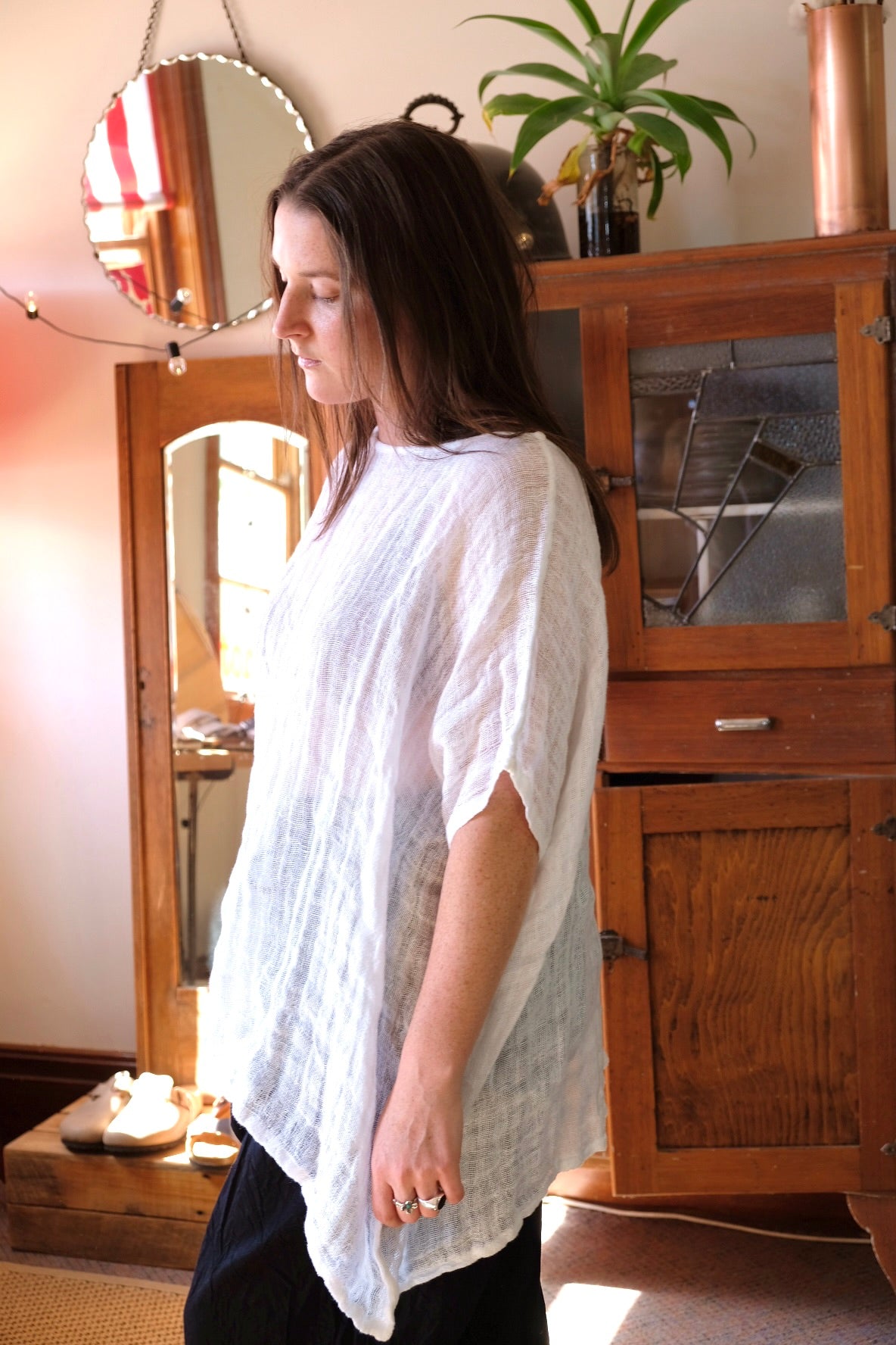 Etta Gauze Linen Top - White
