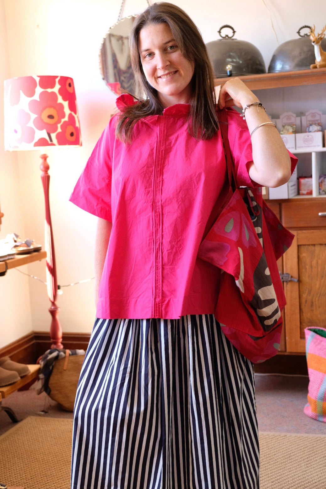 Mia Top - Cotton Poplin - Fuchsia