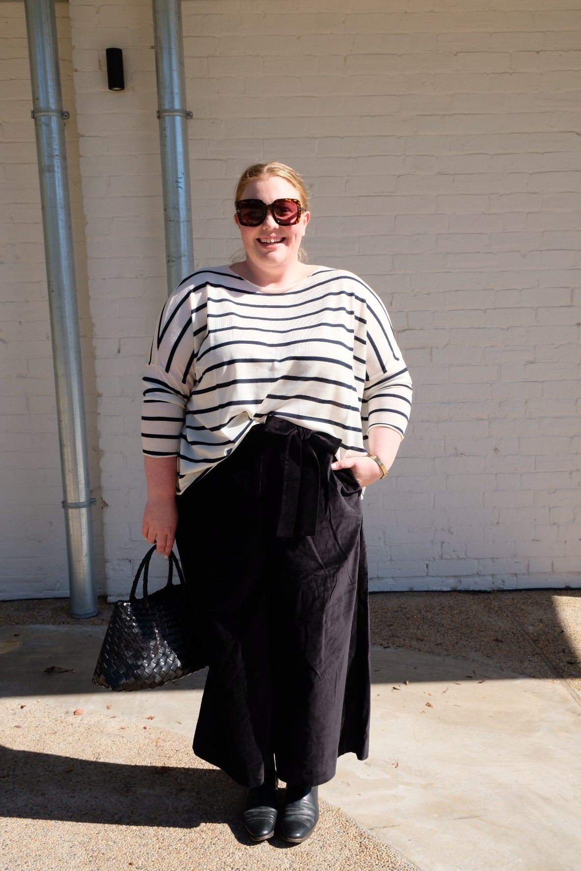 Emi Wool Jumper - Cream with Navy Stripe