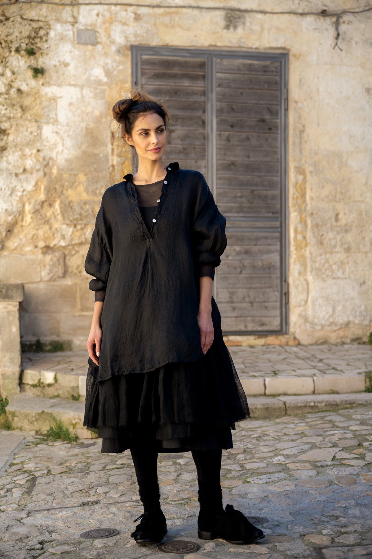 Harper SHIRT - SILK SATIN ORGANZA Black