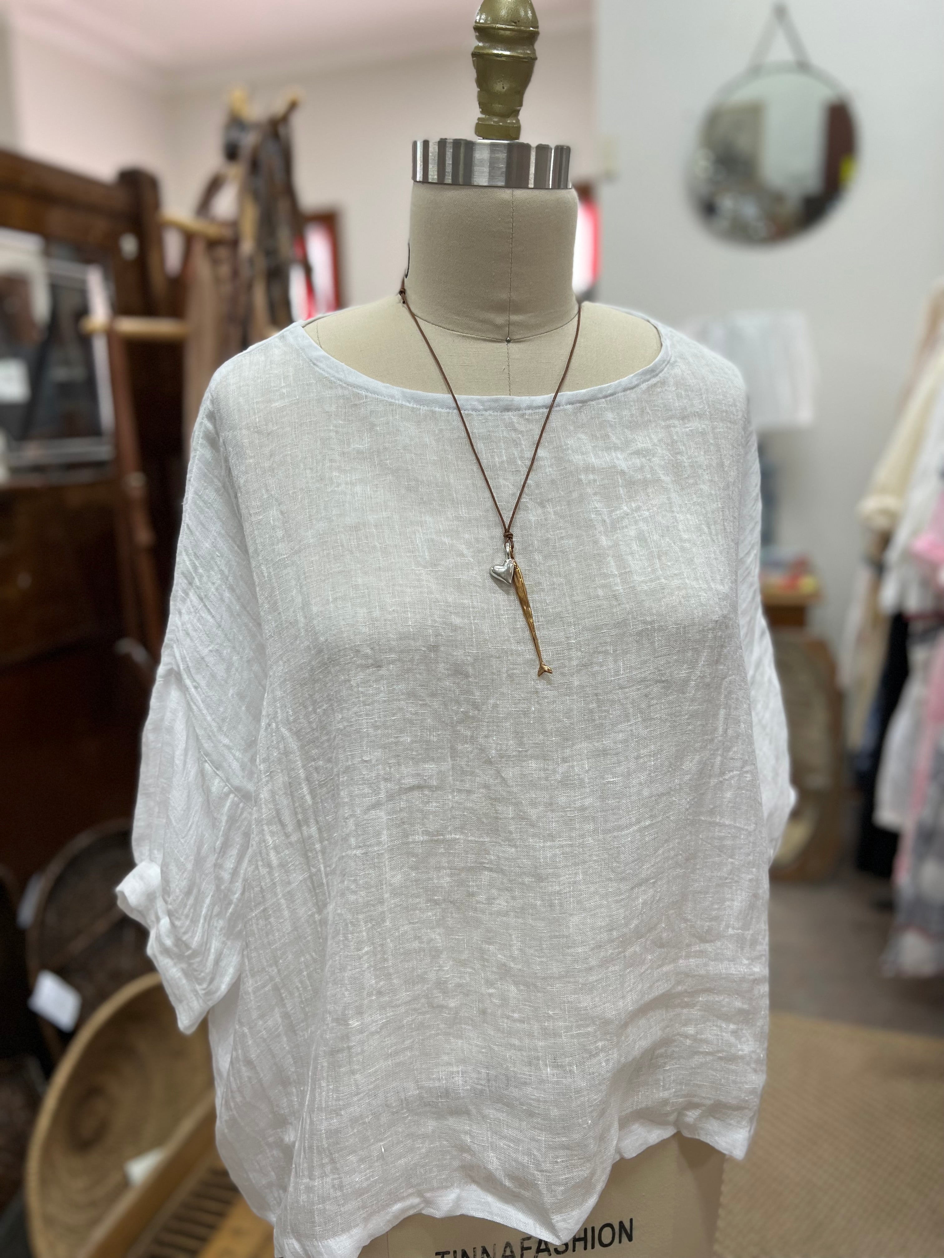 Jane top - white gauze linen