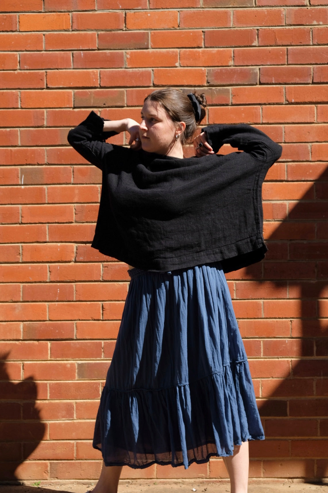 Milly Tiered Skirt Cotton Voile - Denim