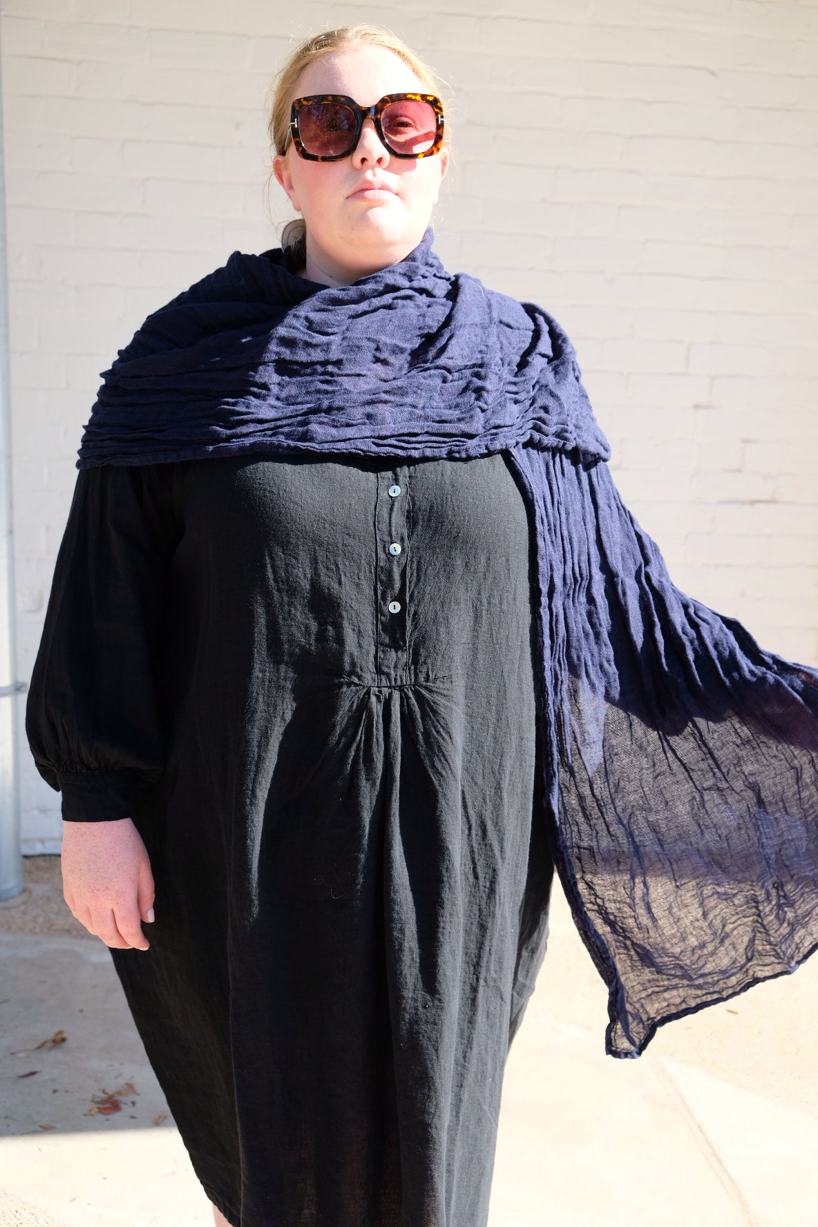 Soft Classic Scarf - Soft Linen Gauze - Navy