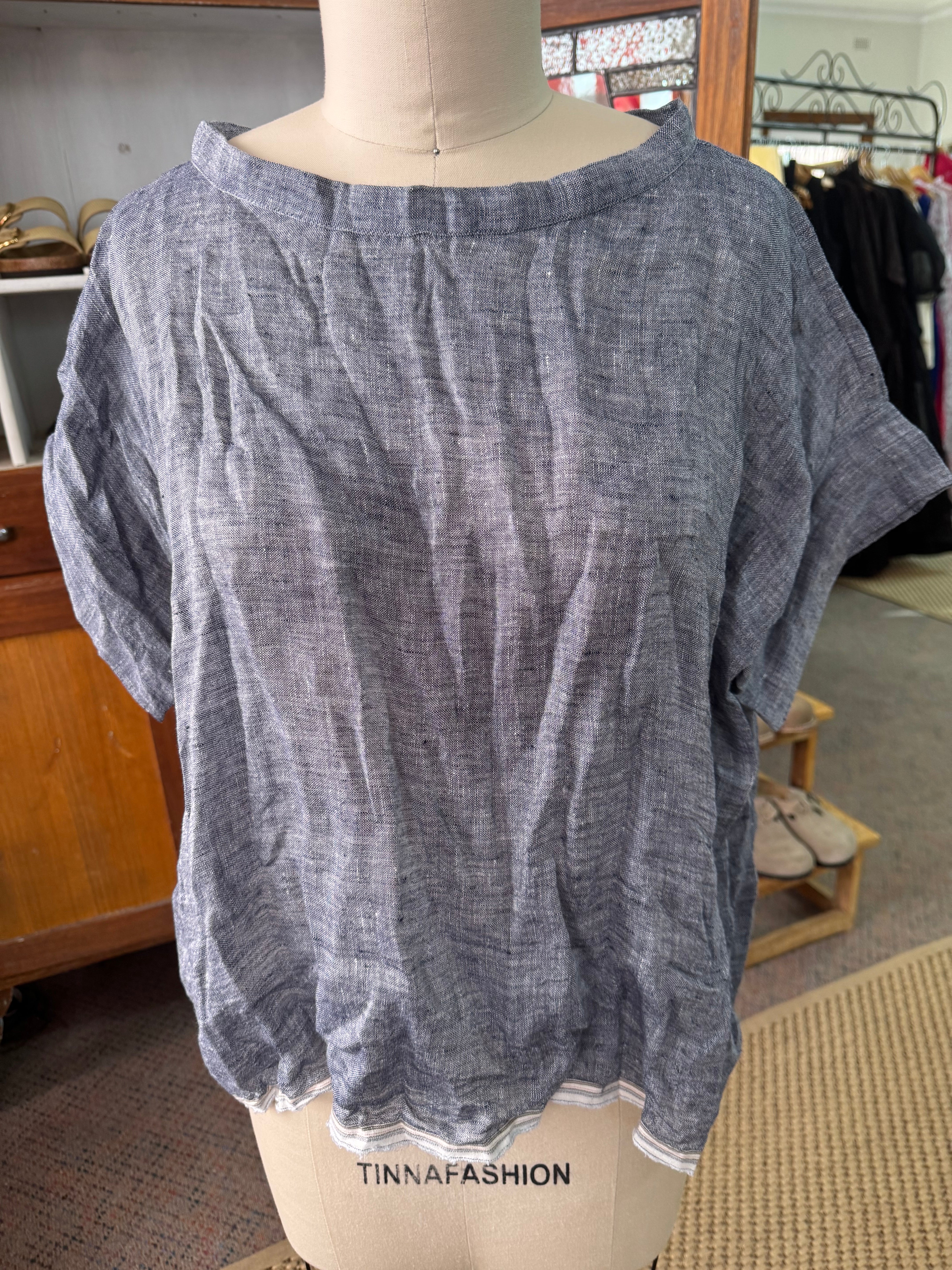 Gauze linen Tee - Chambray