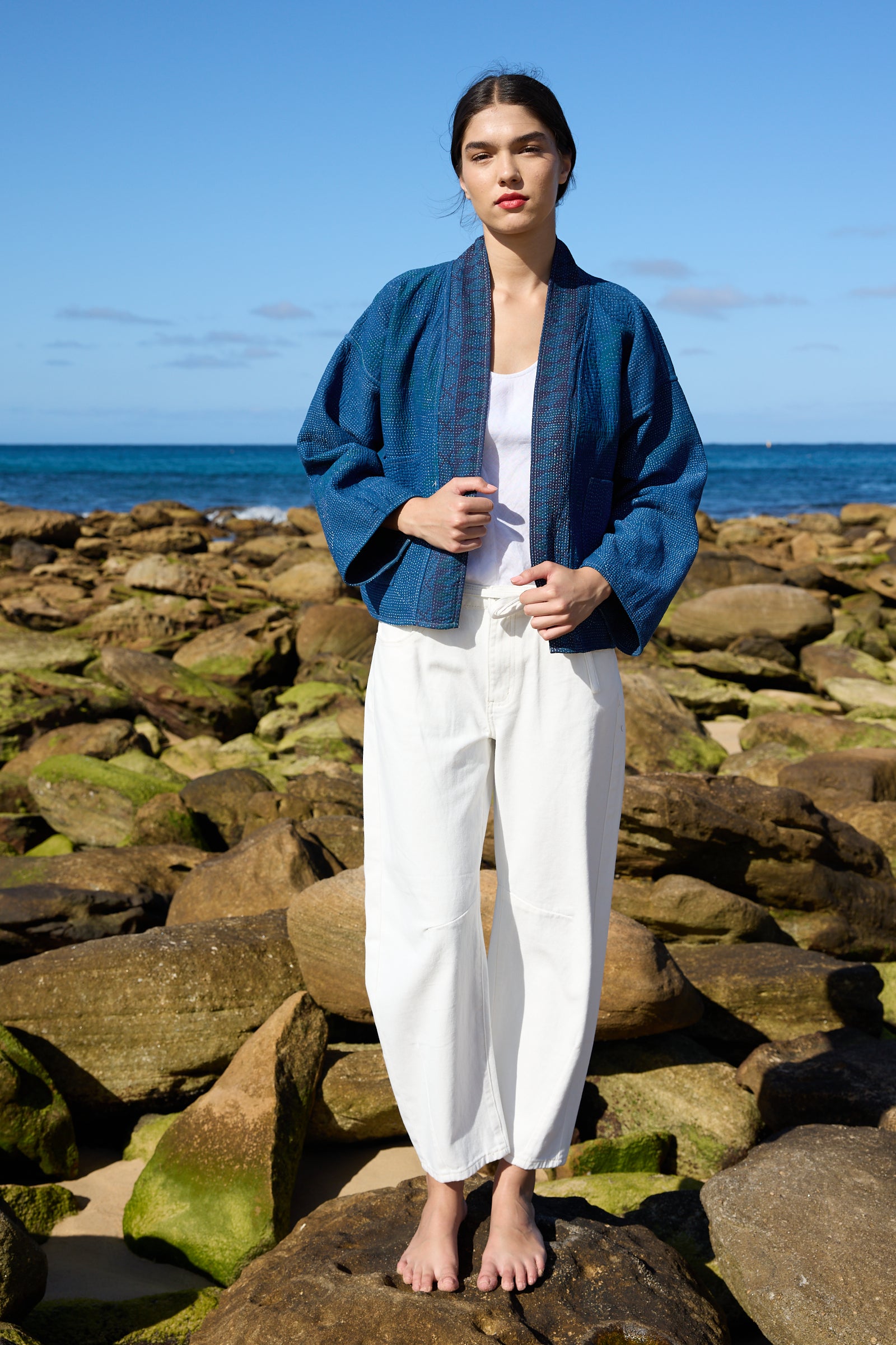 Reversible Kantha Jacket with Patch Pockets