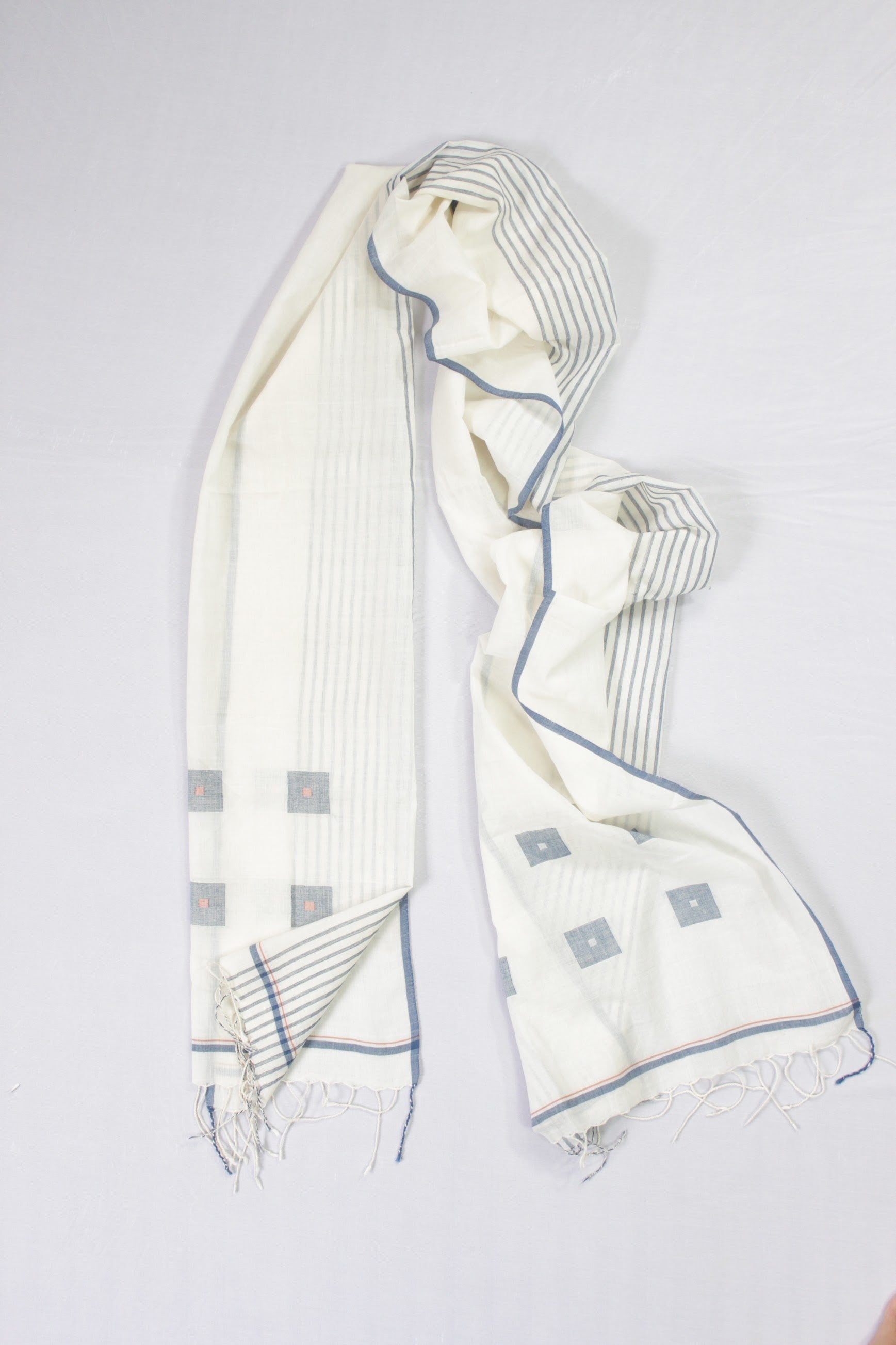 Handwoven Cotton Stole - Summer Ivory