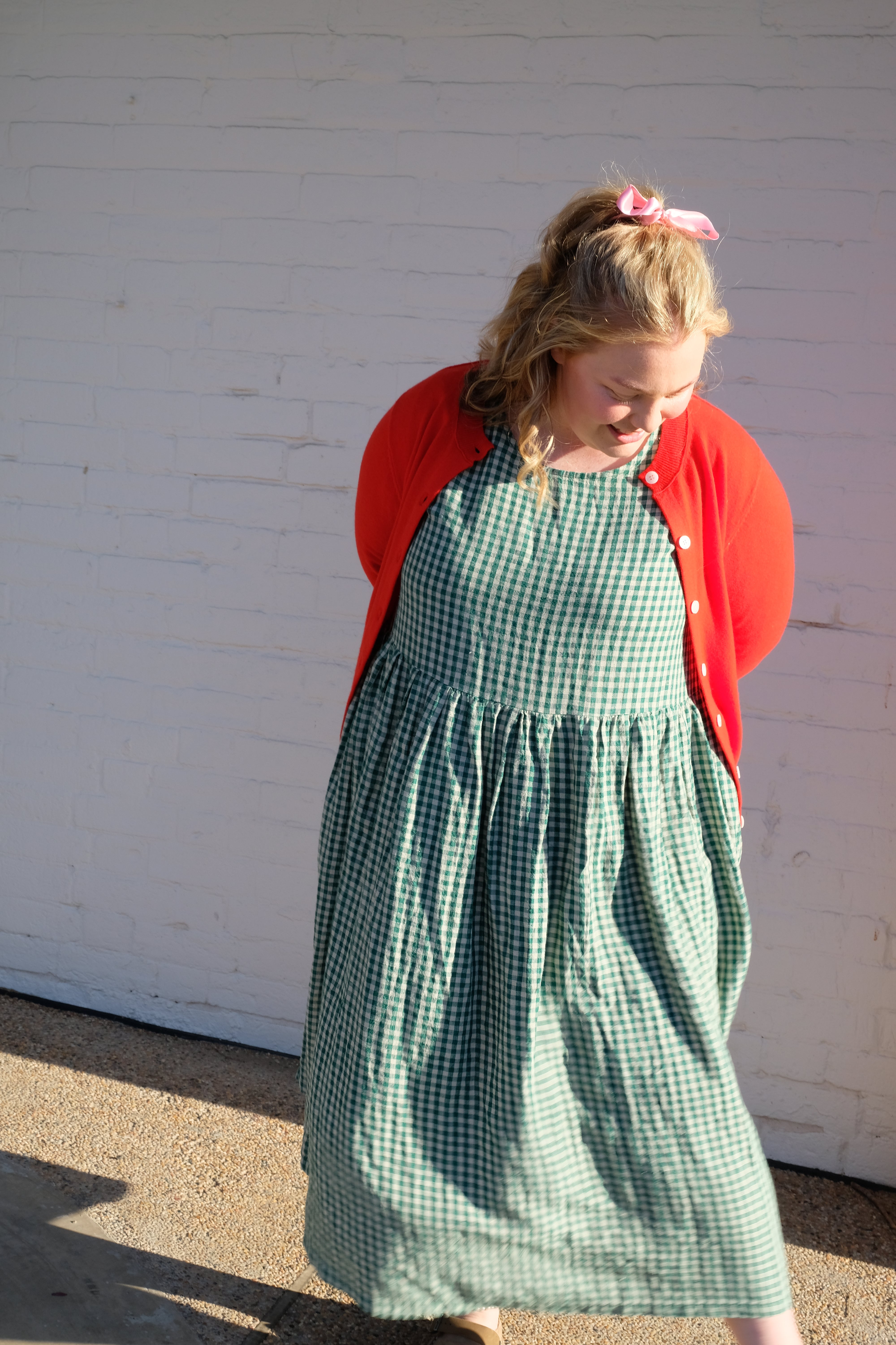 Journee linen dress - green gingham