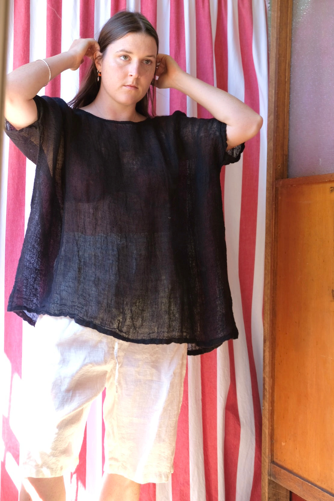 Etta Gauze Linen Top - Black