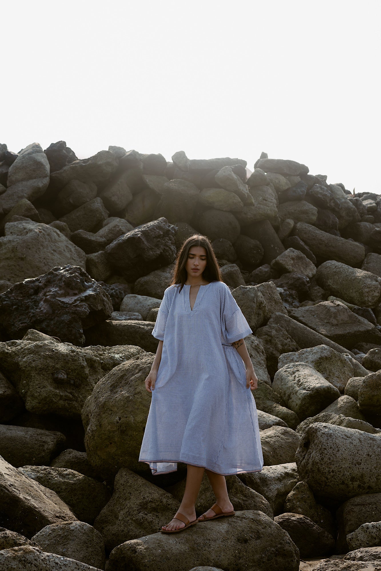 Osaka Dress - Navy Check