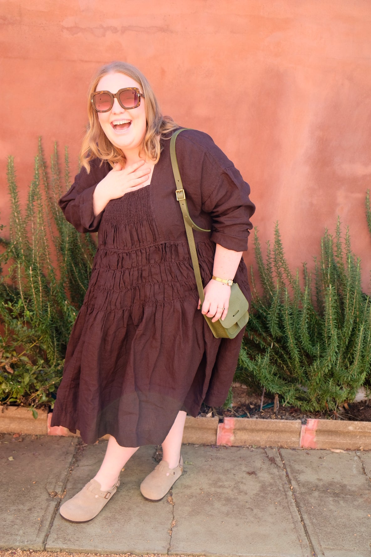 Helena Dress Short - Linen - Chocolate