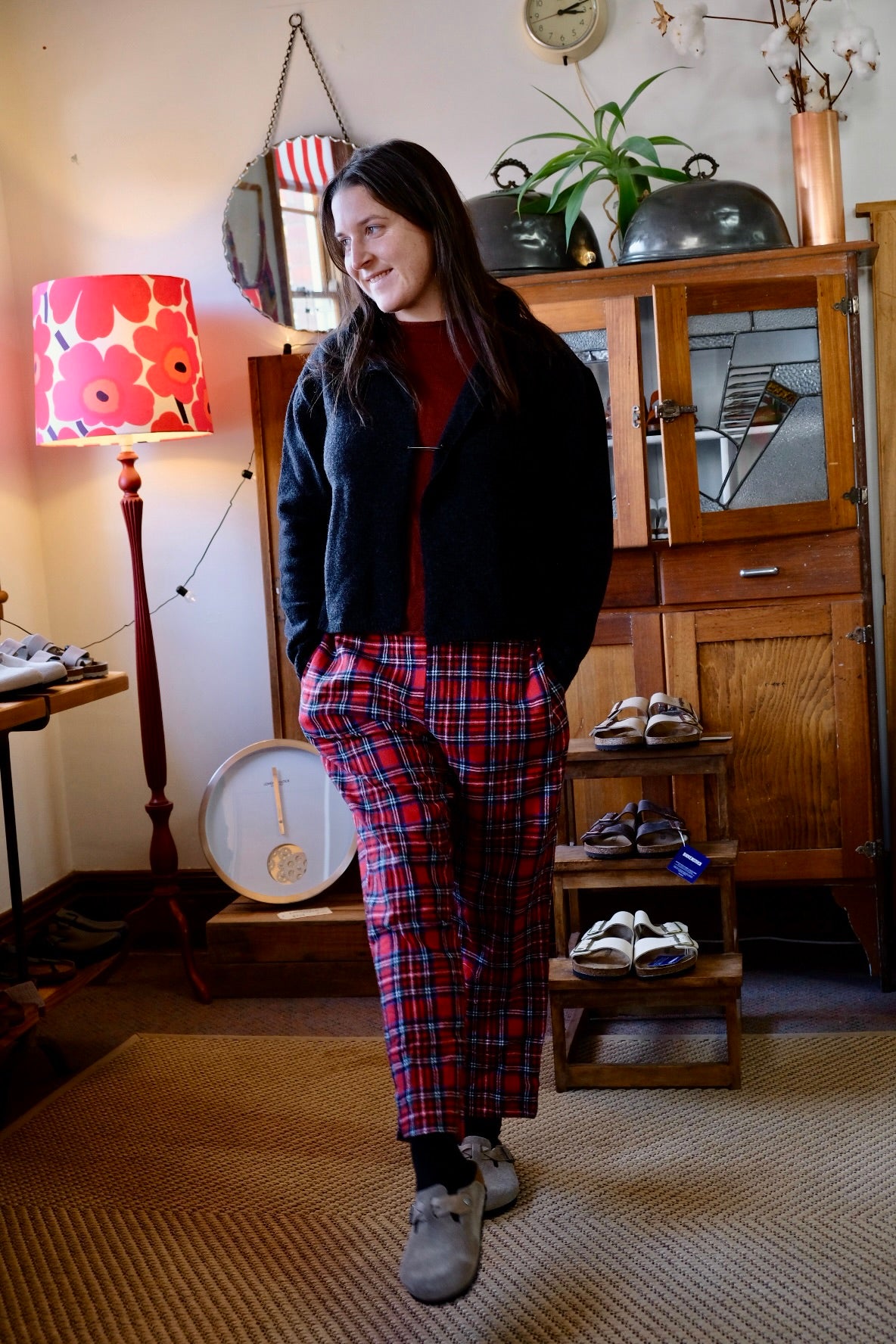 Lexi Capri Pant in Red Tartan Check