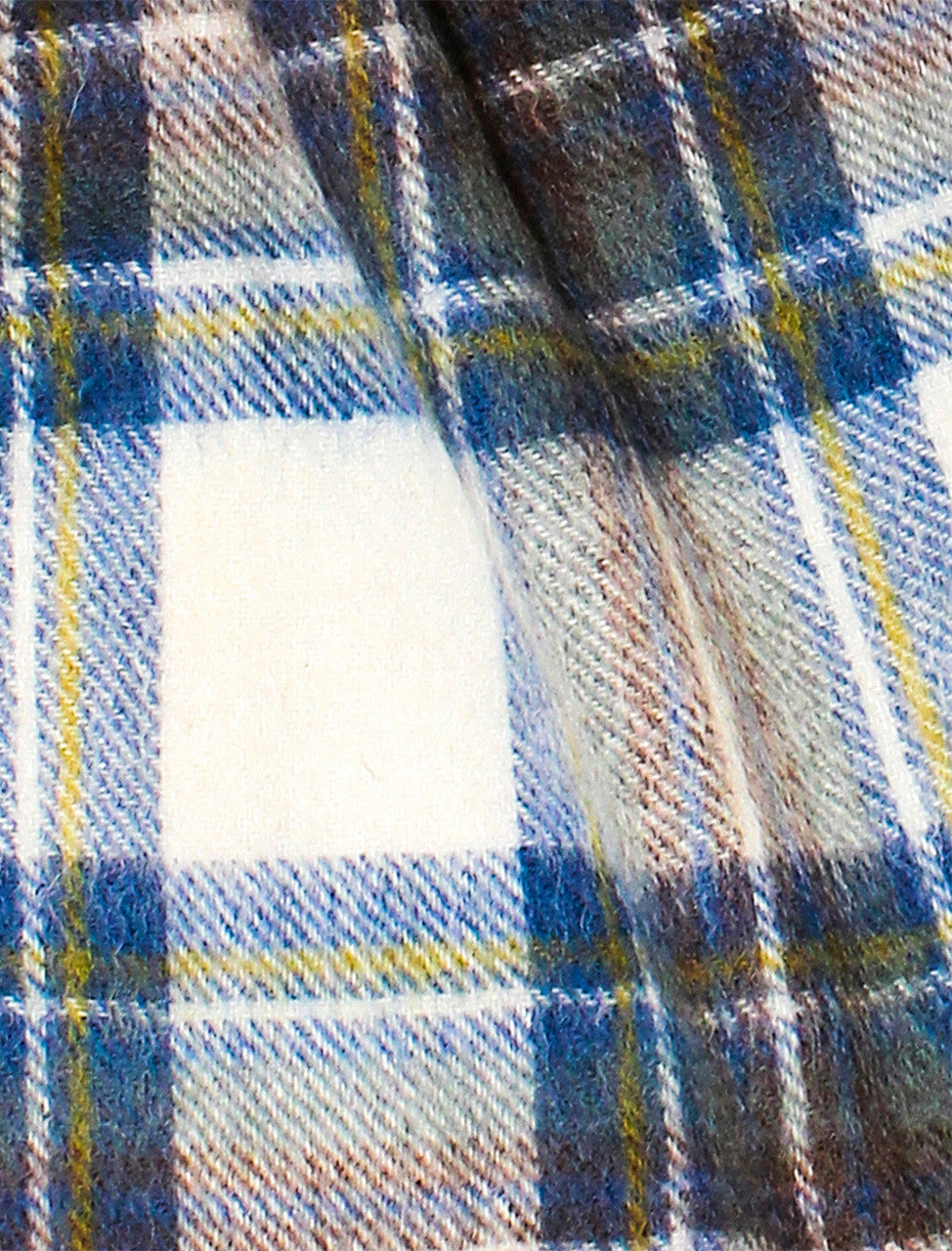 Pure Wool Tartan Check Scarf - Blue/Brown