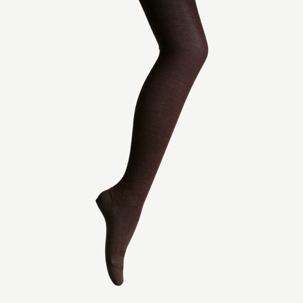 Merino Wool Textured Knit Tights - Cacao