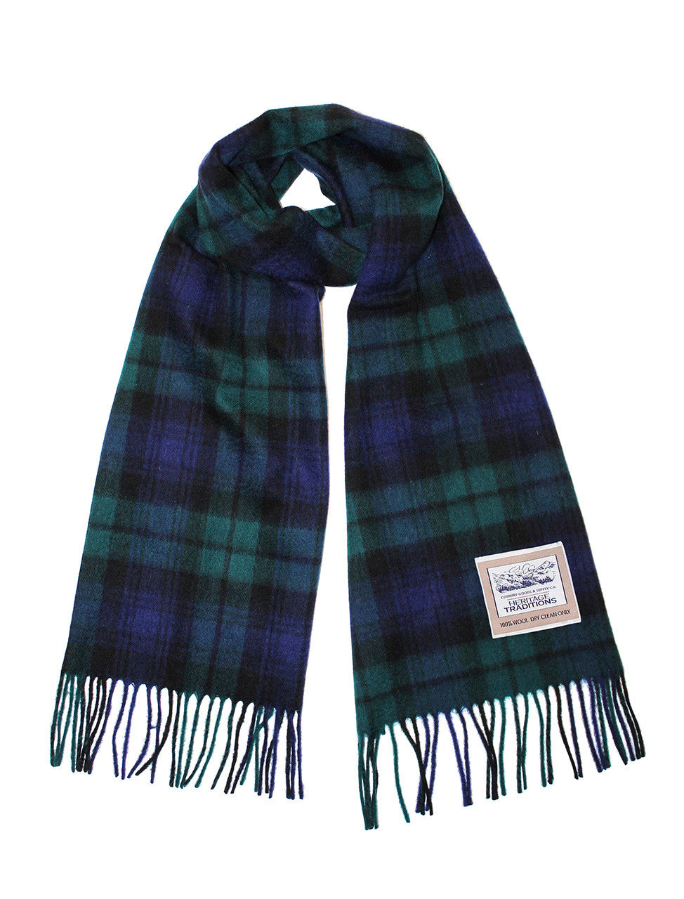 Pure Wool Tartan Check Scarf - Blackwatch