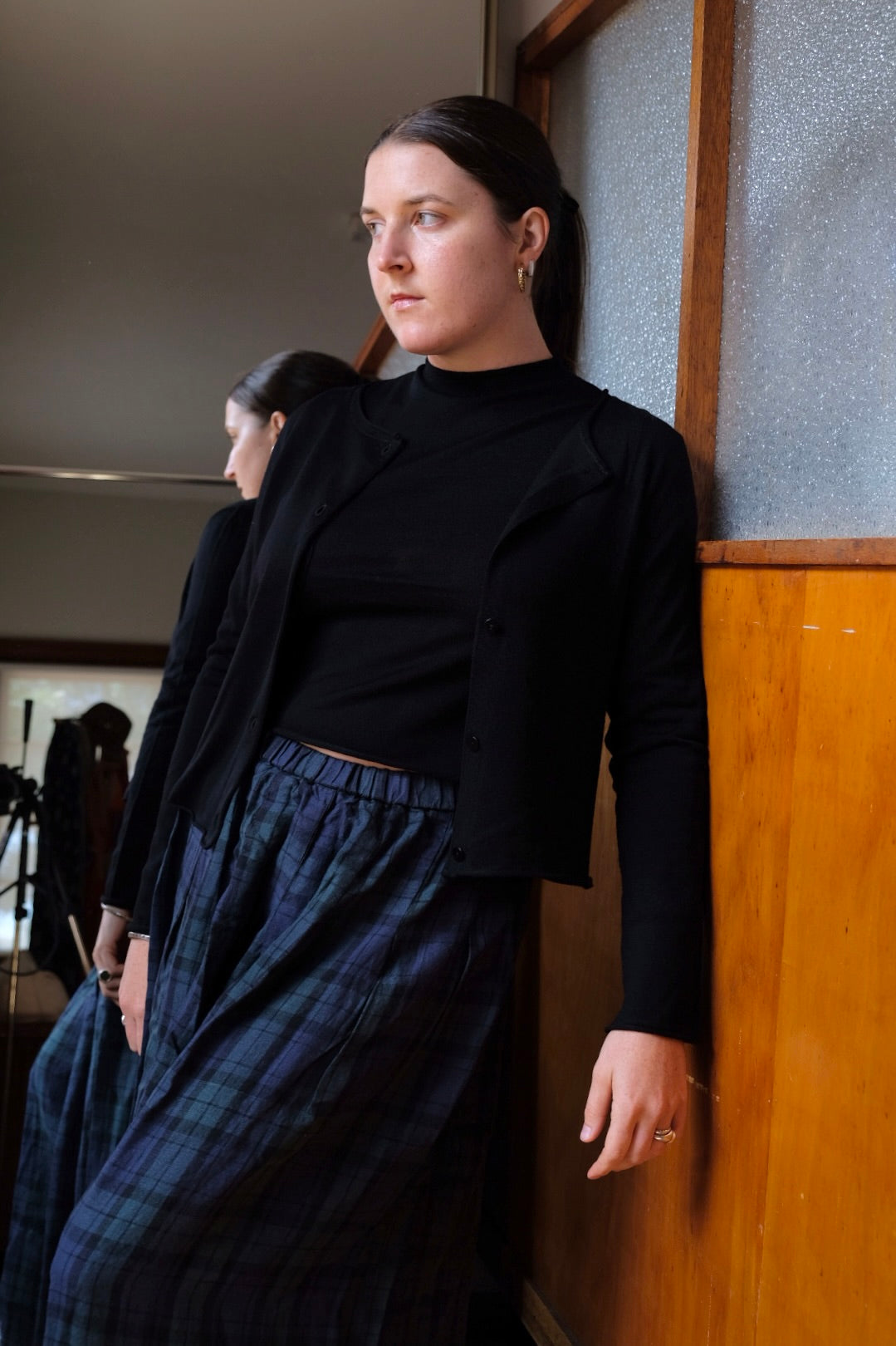 Freya French Linen Pants in Blue Tartan