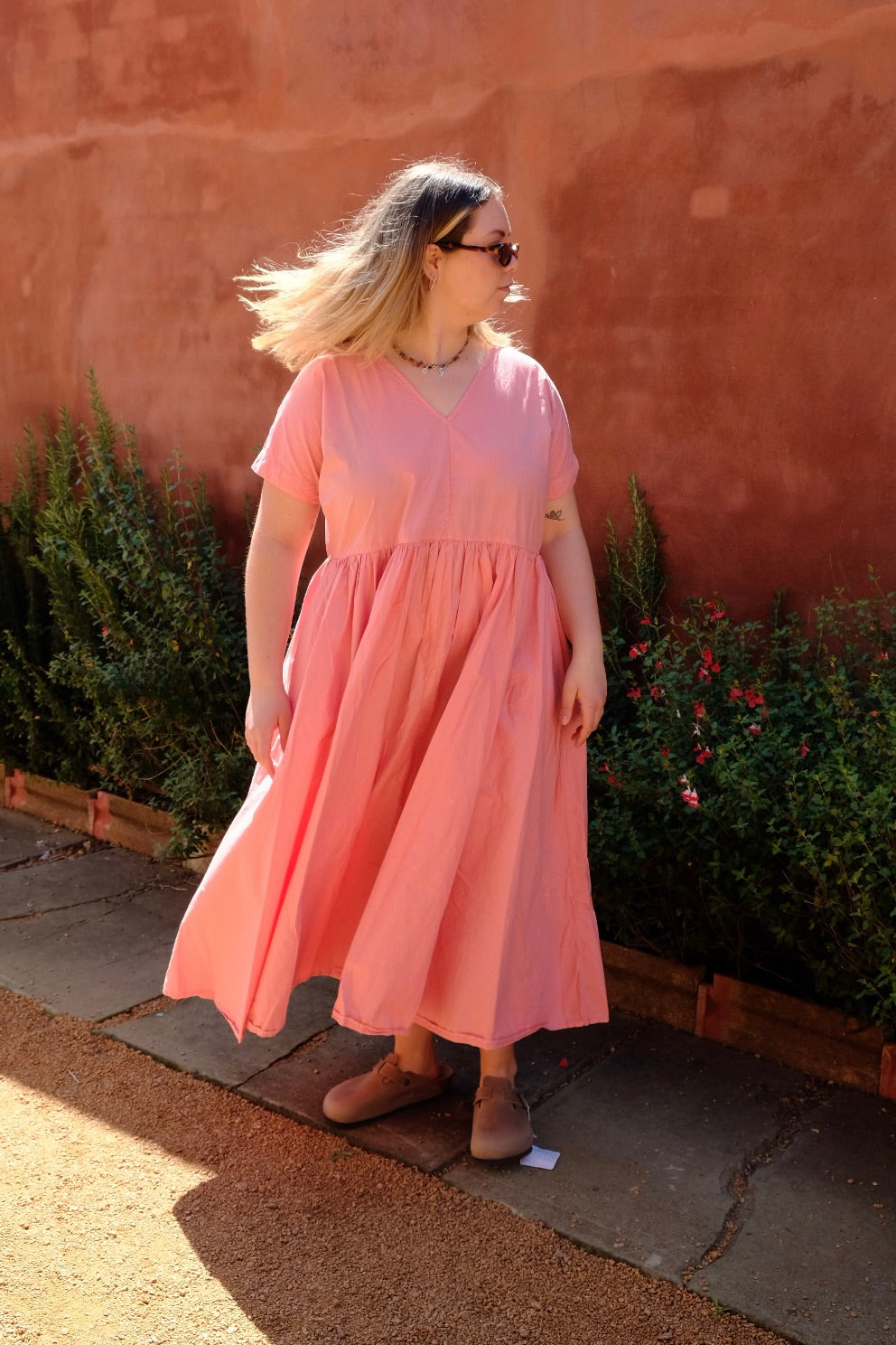 Flossie Dress Cotton Poplin - Coral