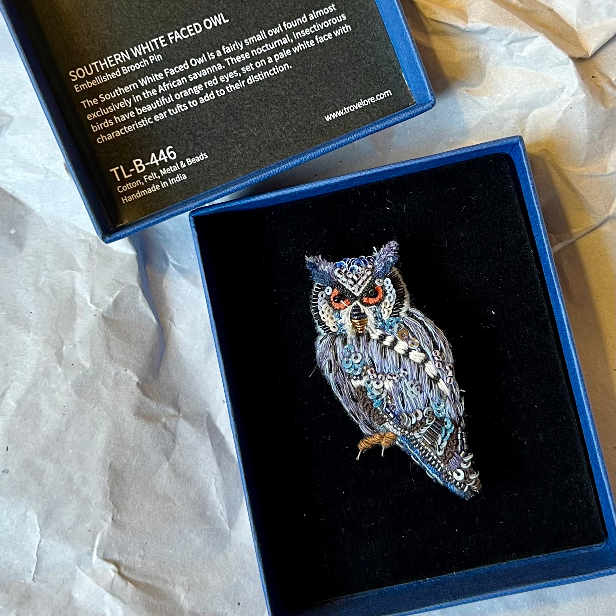 Southern White Faced Owl Brooch