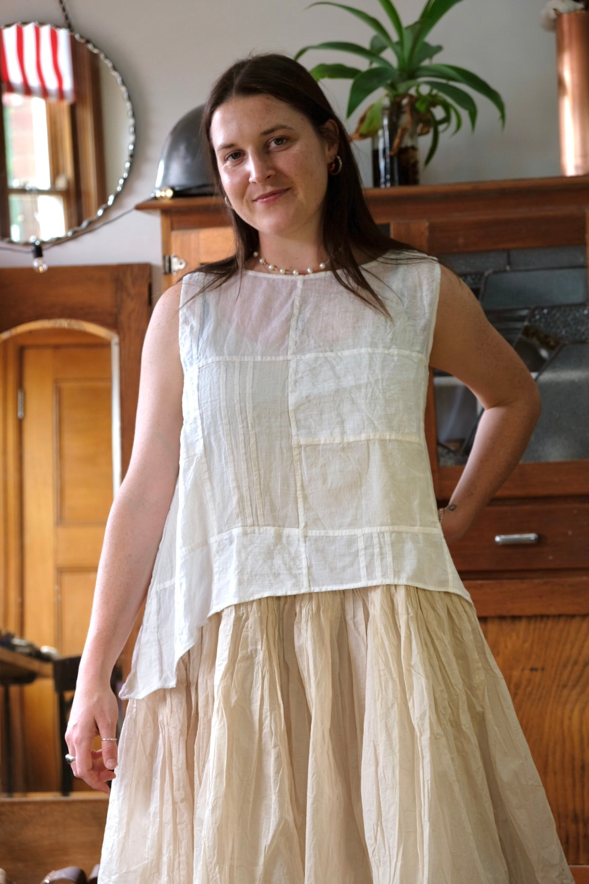 MUSKAN CAMISOLE - COTTON & LINEN - warm white