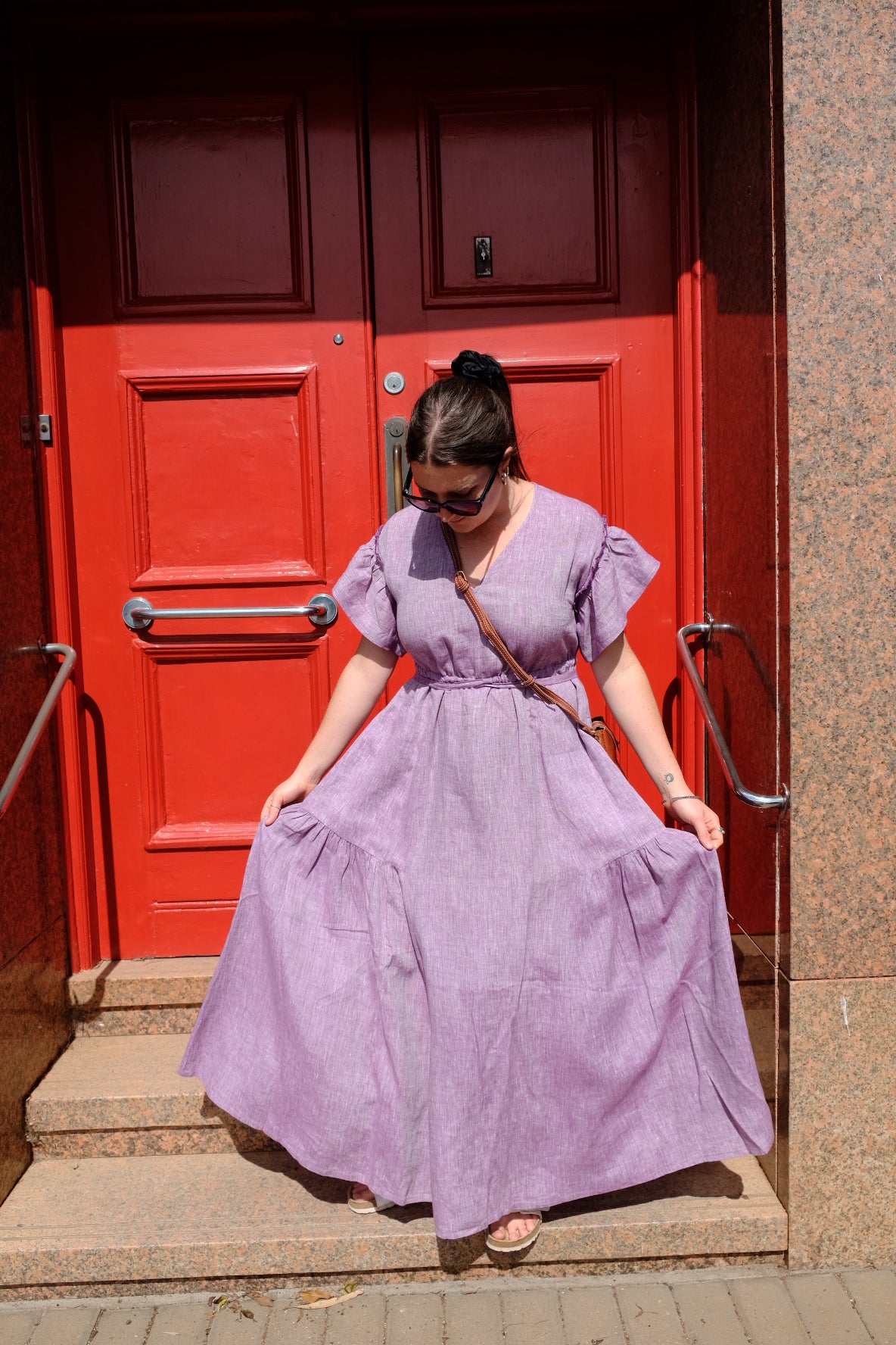Valentina Maxi Dress - Lilac/White Cross Dye