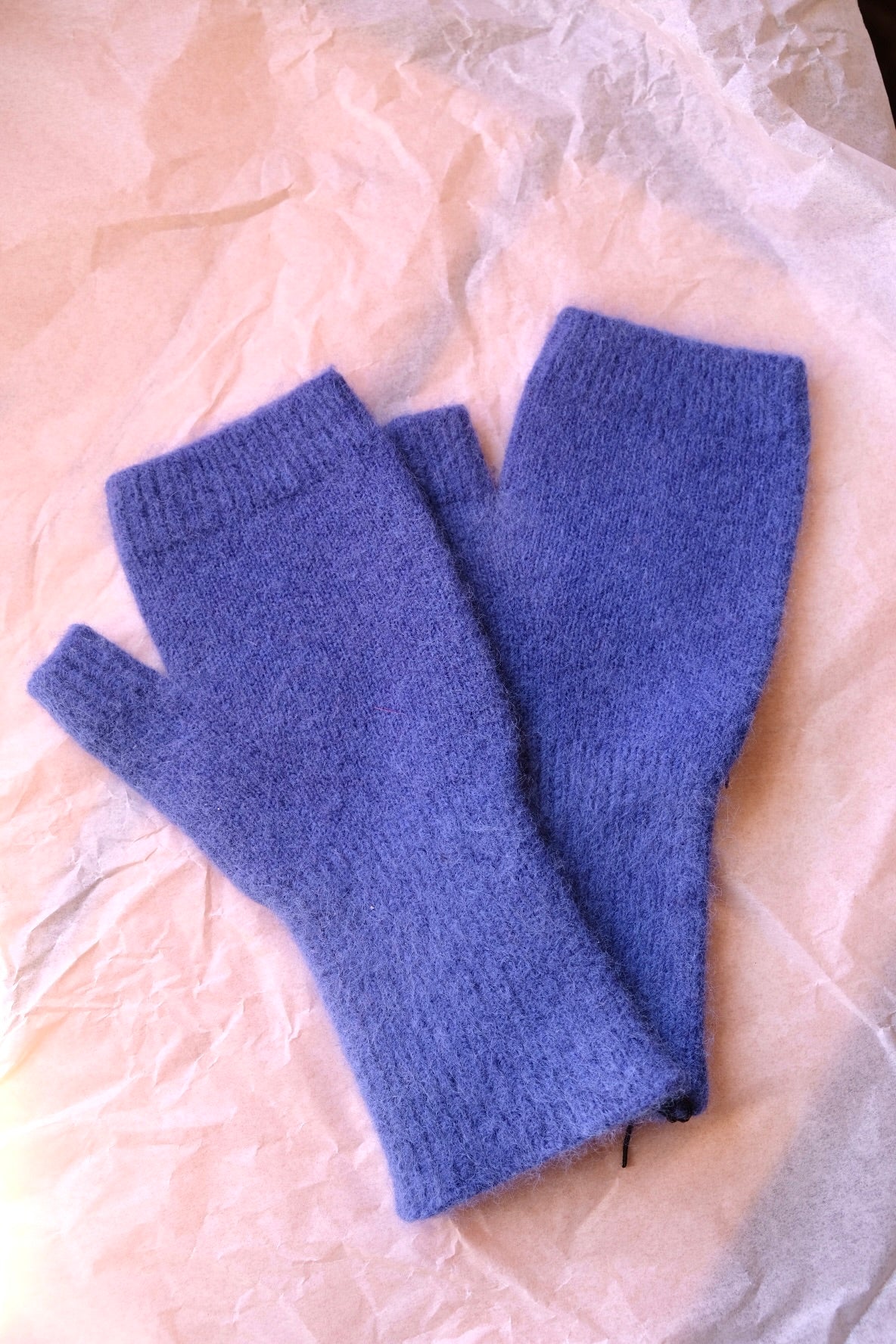 Angora/Lambswool Sloves Medium Cuff - Cobalt