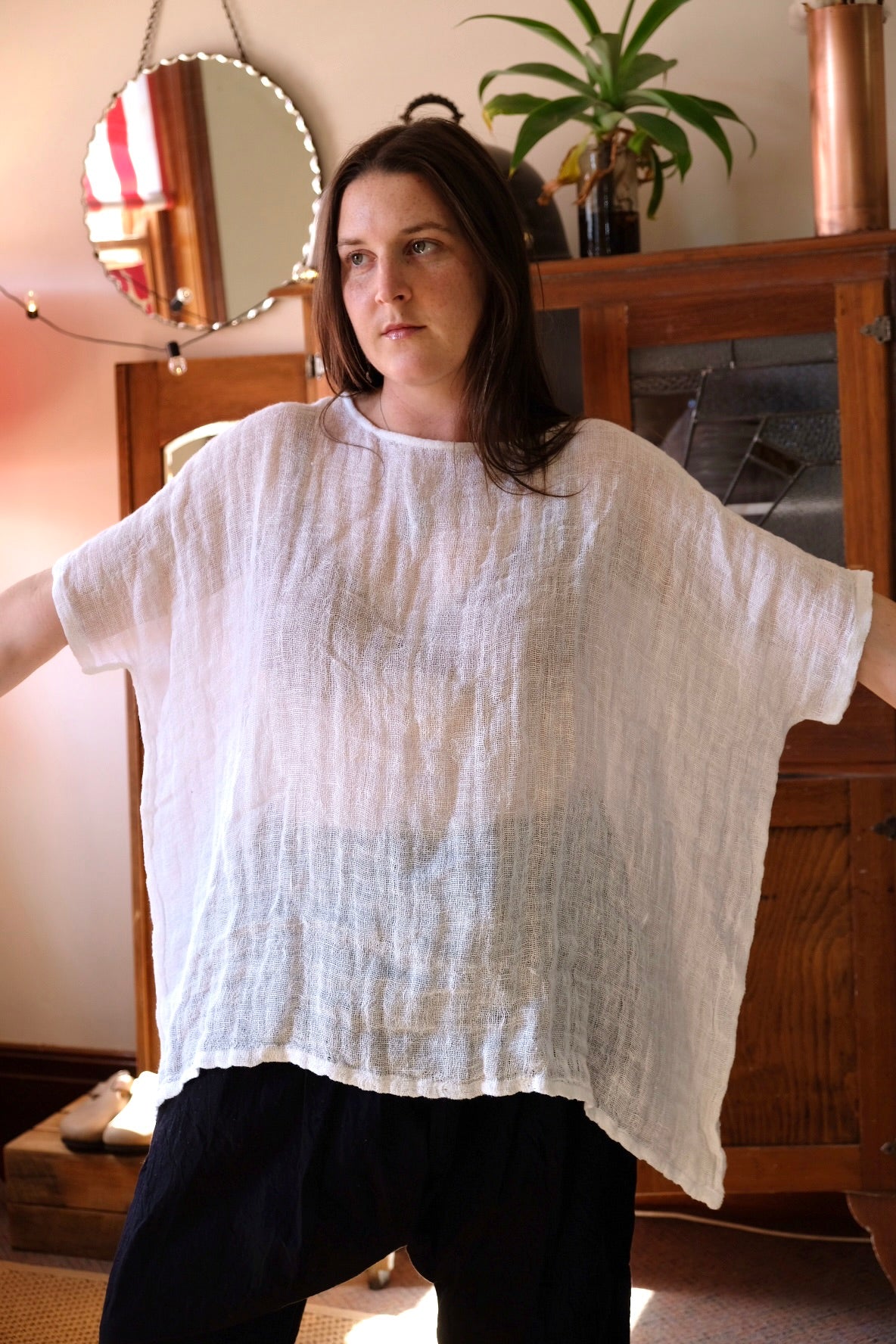 Etta Gauze Linen Top - White