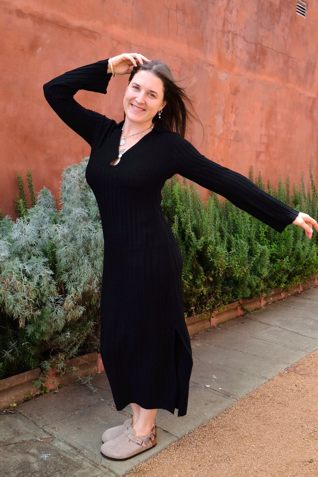 ENGINEERED RIB POLO DRESS