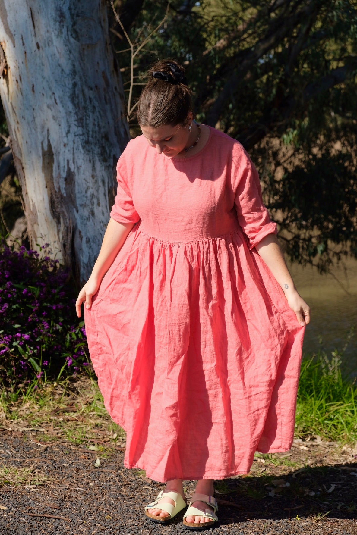 Picnic Dress Linen - Coral