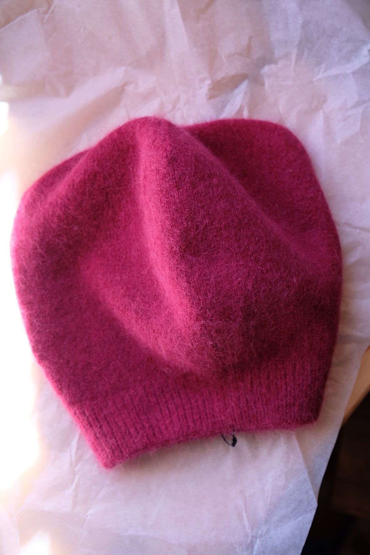 Angora/Lambswool Slouch Beanie - Cranberry