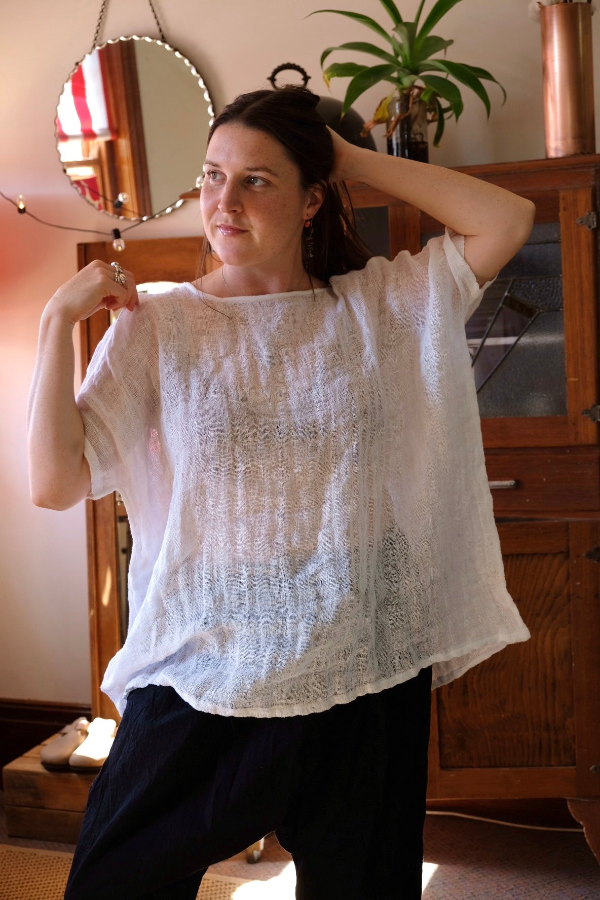 Etta Gauze Linen Top - White