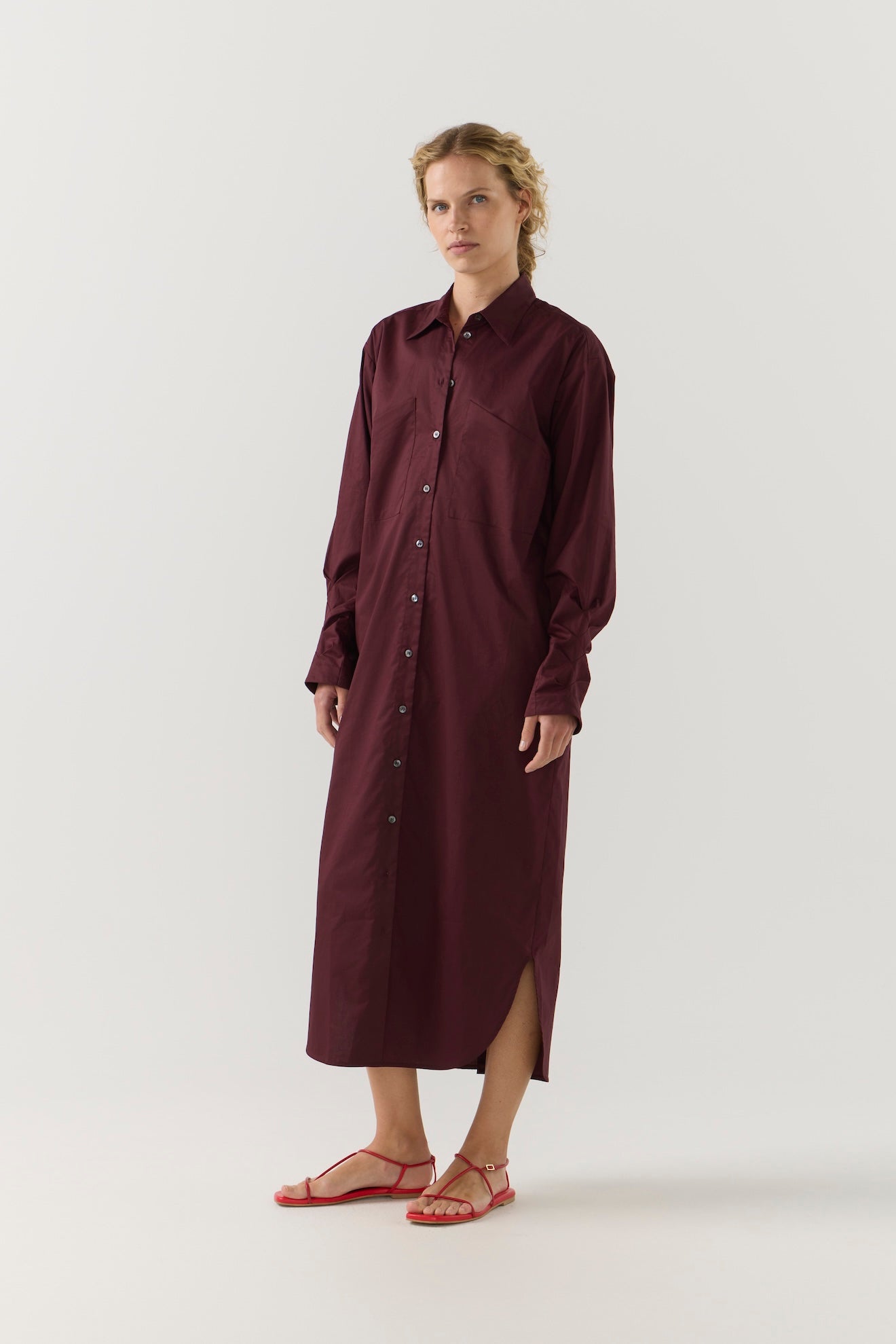 Dolly Dress | Burgundy poplin