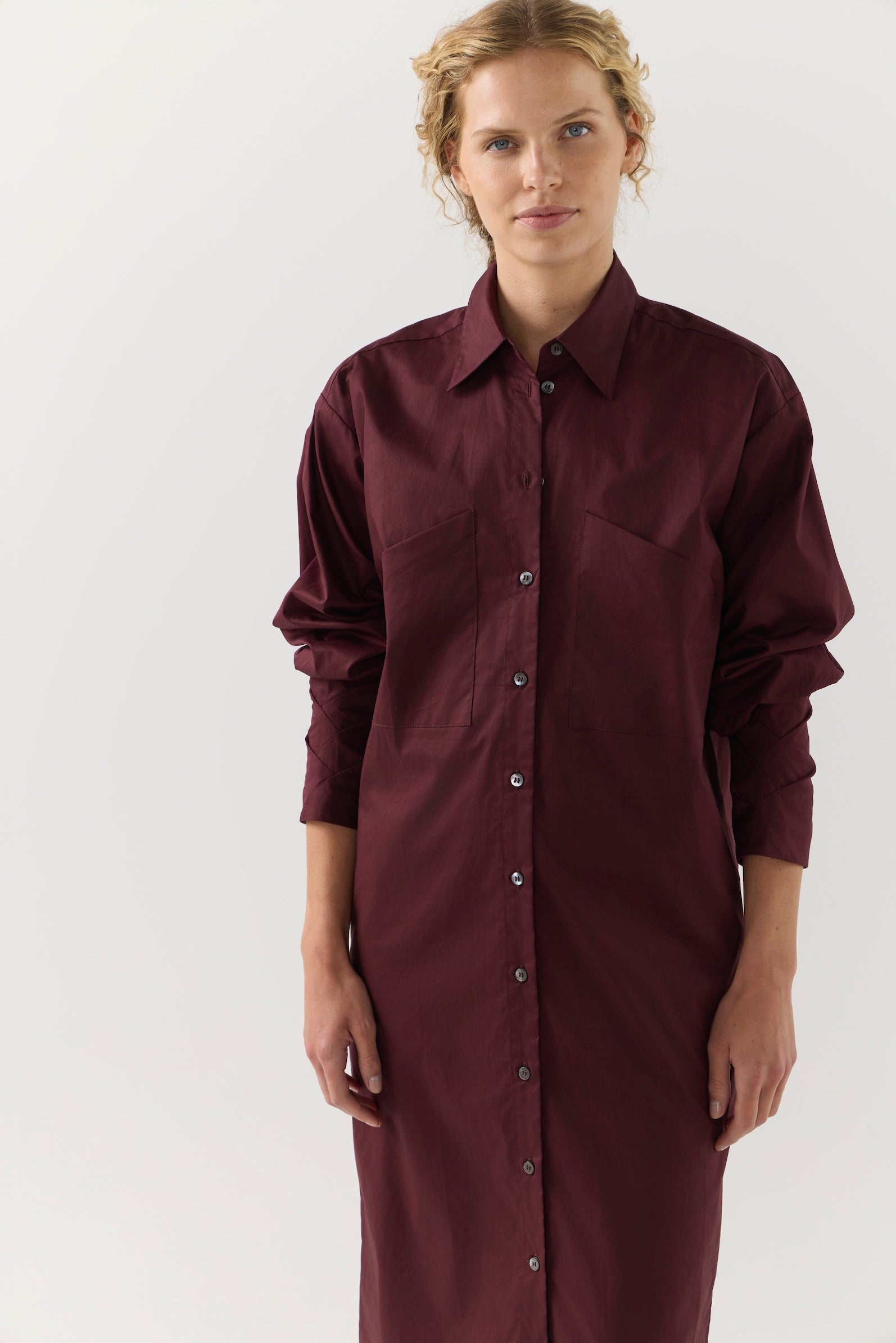 Dolly Dress | Burgundy poplin