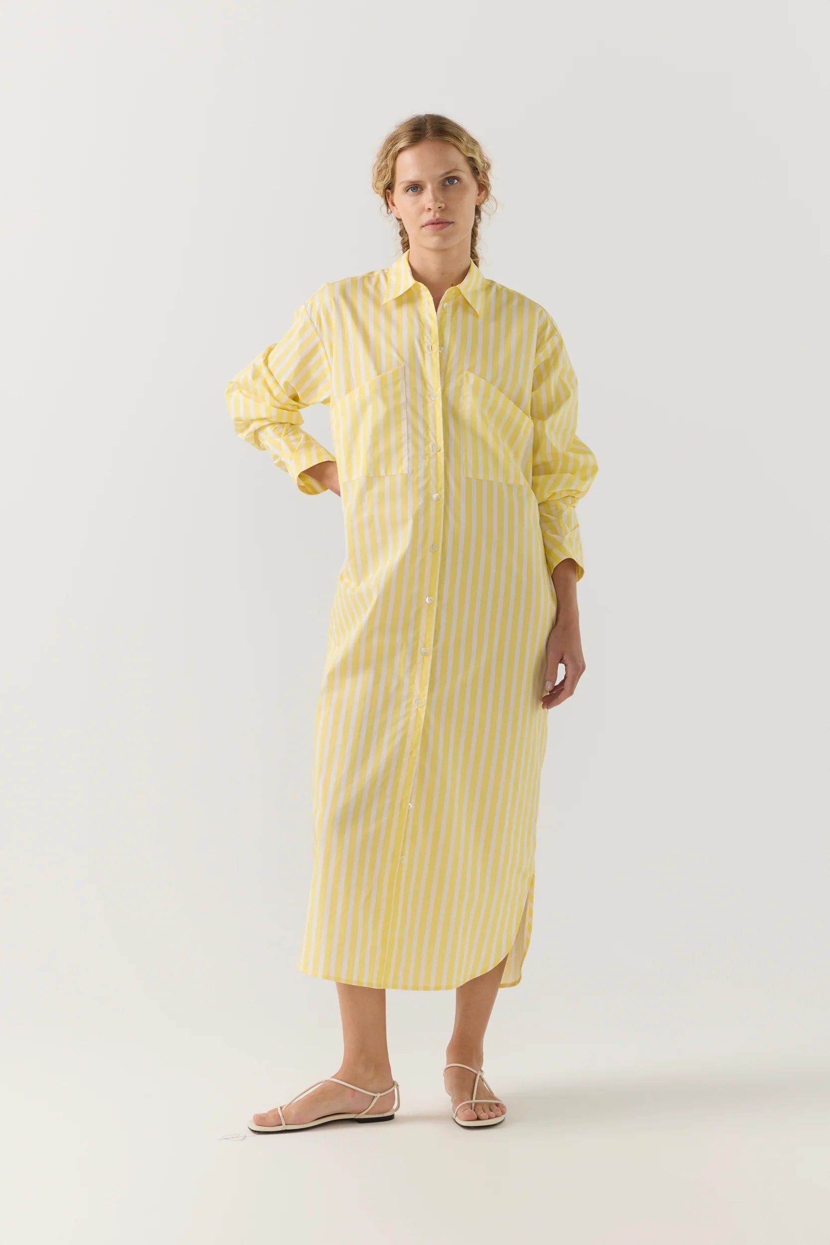 Dolly Dress | Lemon Stripe Poplin