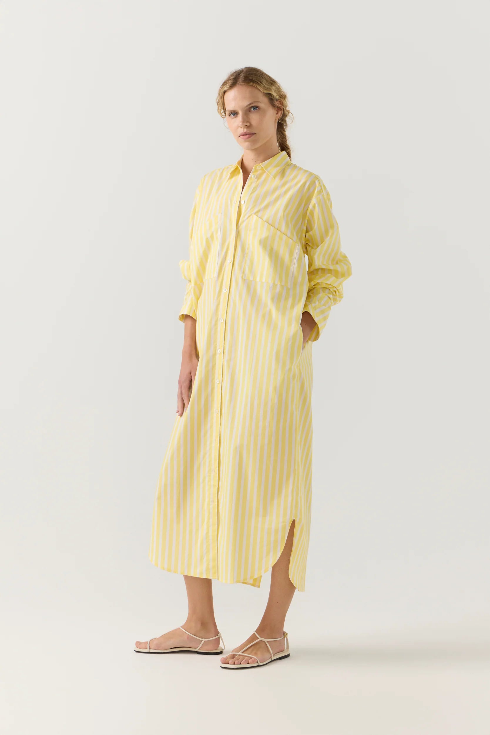 Dolly Dress | Lemon Stripe Poplin