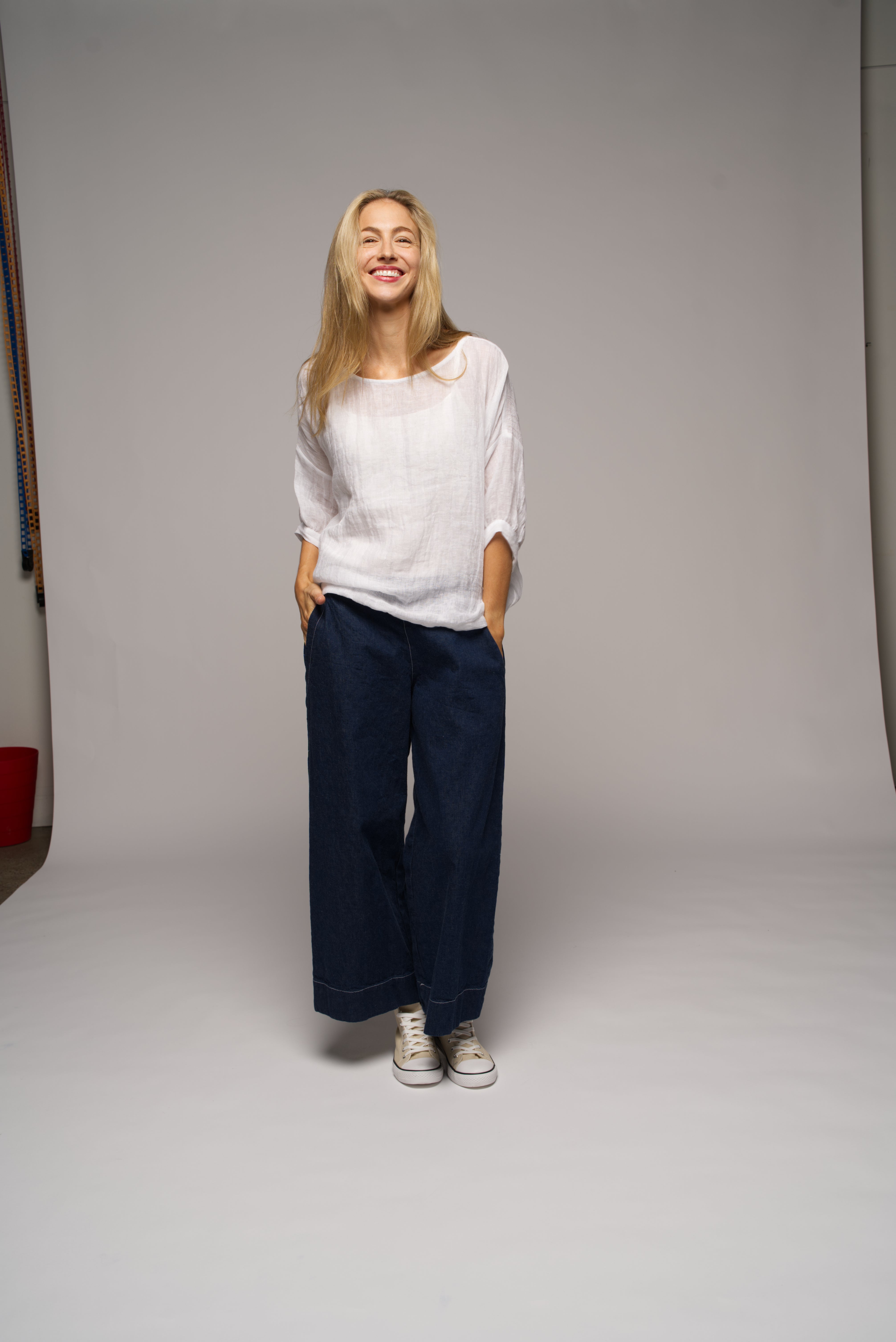 Jane top - white gauze linen