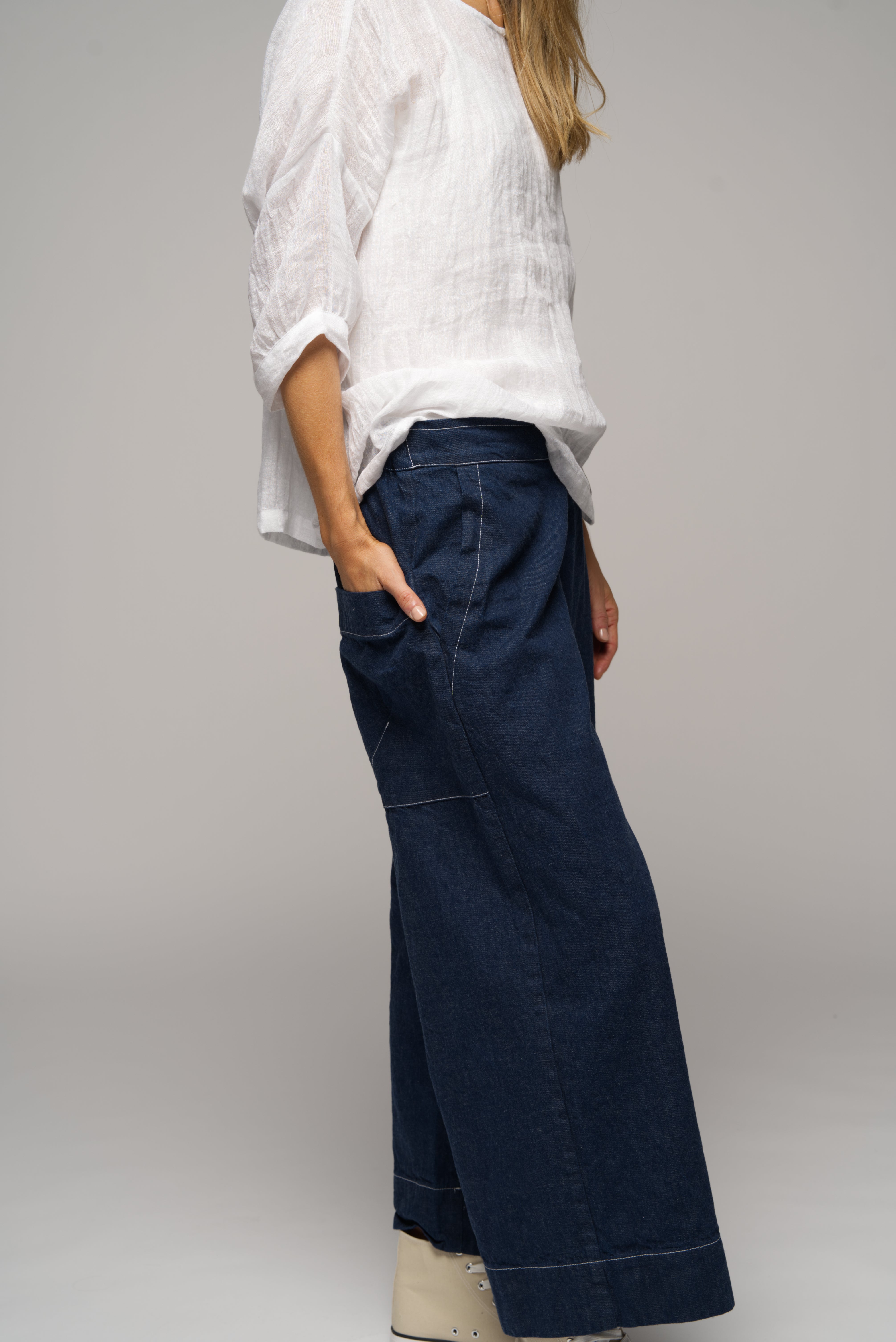 Jane top - white gauze linen