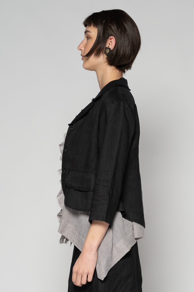 Ouna Jacket - Black Linen