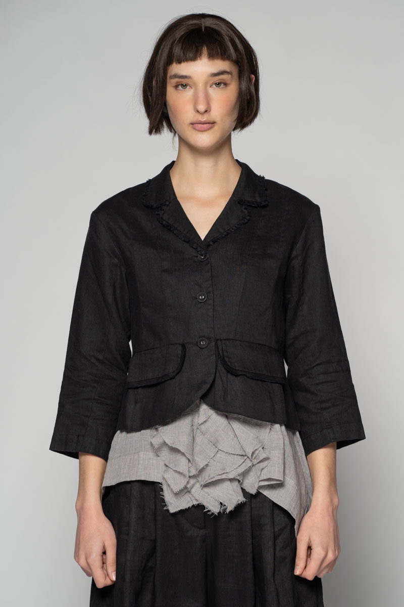 Ouna Jacket - Black Linen