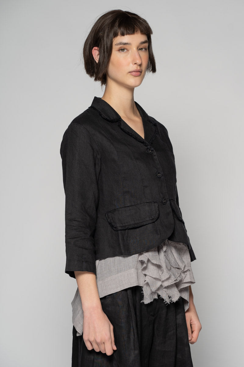 Ouna Jacket - Black Linen