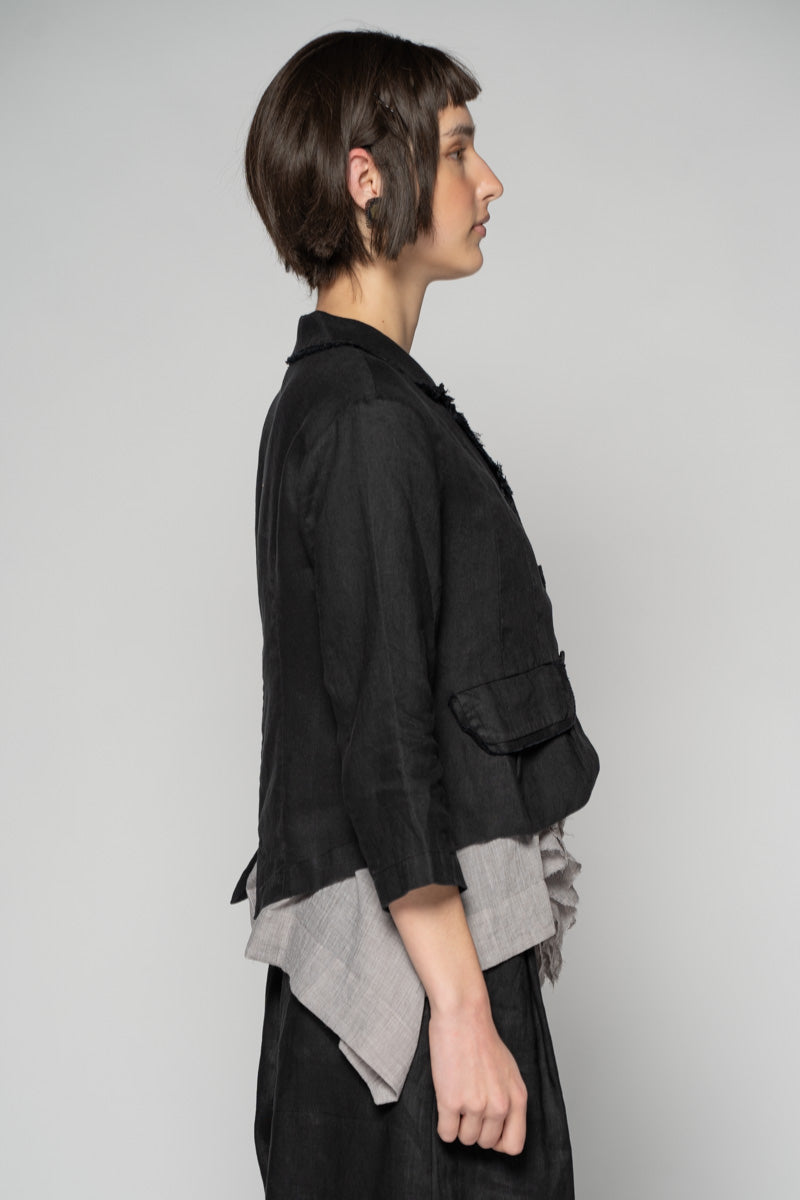 Ouna Jacket - Black Linen