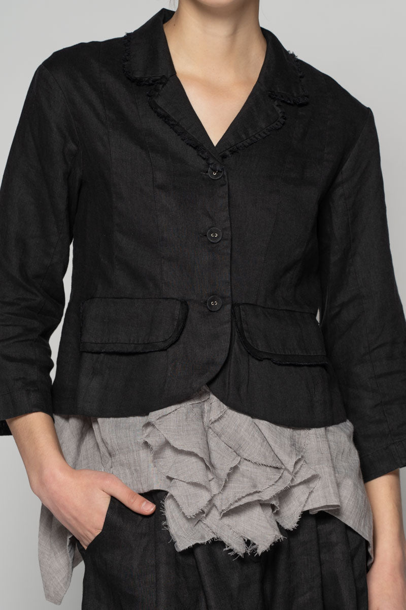 Ouna Jacket - Black Linen